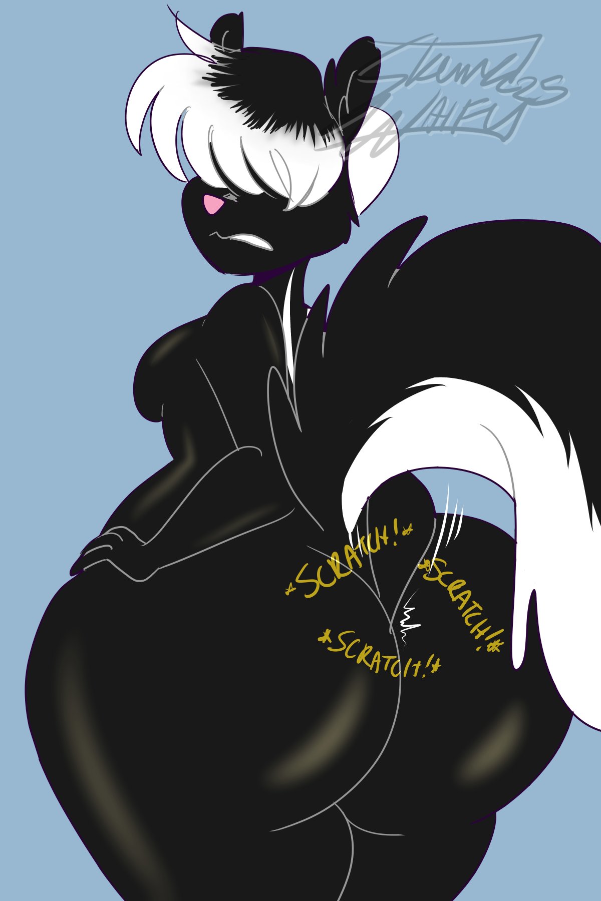 1girls, anal, anthro, butt digging, digging up in they ass, dreamworks, dreamworks animation, female, furry, over the hedge, paramount pictures, raviskunk, skunk, skunk girl, skunk tail, stella (over the hedge)