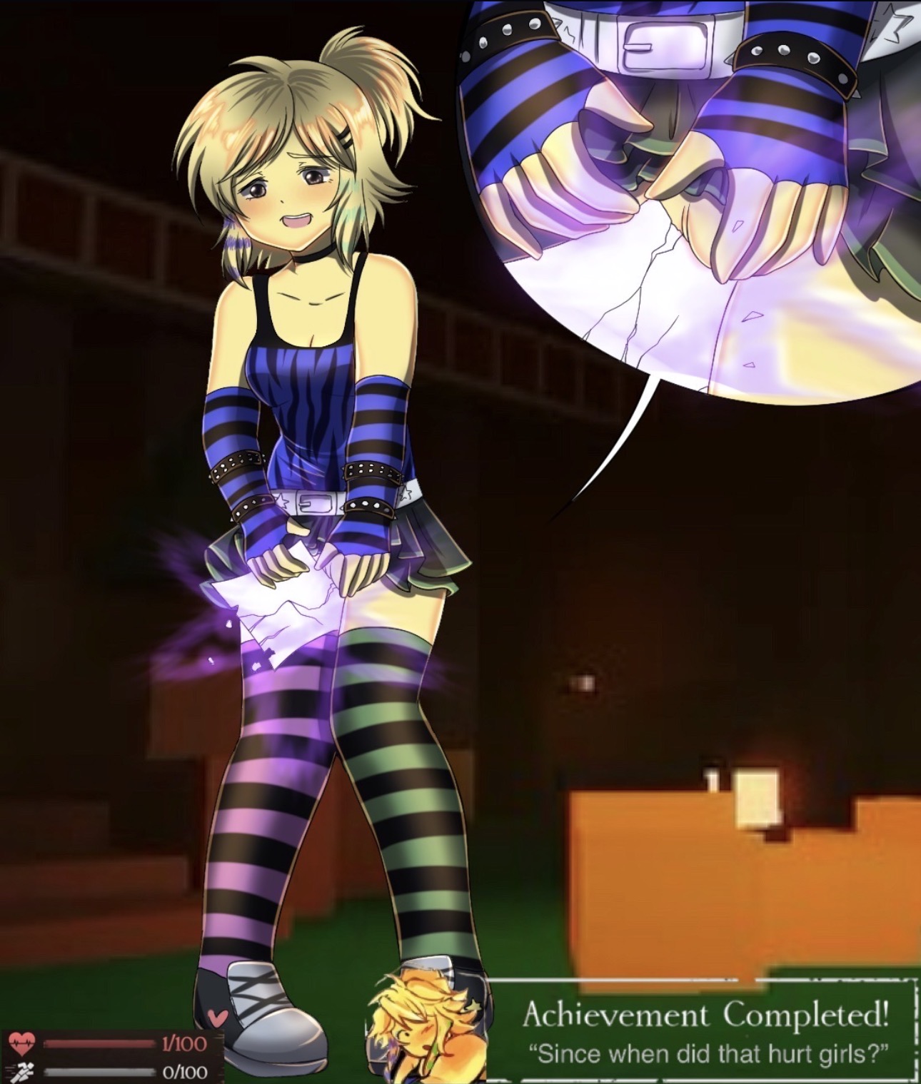 1girls, artist request, breasts, cleavage, clothed, commission, commissioner upload, cuntbust, cuntbusting, forsaken (roblox), functionally nude, game ui, no panties, noob (forsaken), outdoors, pussy, roblox, roblox game, robloxian, scene noob, tagme, thighs