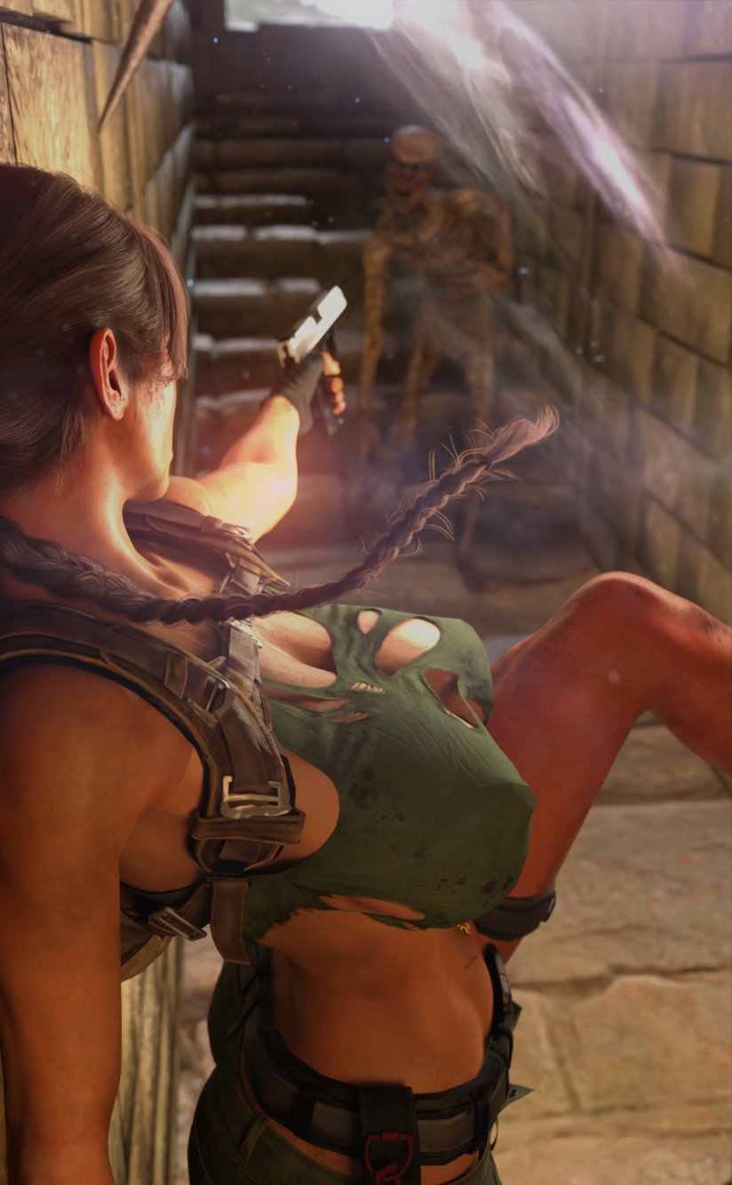 3d braid brown_eyes brown_hair busty egyptian female female_focus female_only heartist3d hourglass_figure lara_croft lara_croft_(classic) light-skinned_female light_skin long_hair mummy ripped_clothing tagme tomb_raider tomb_raider_(classic) torn_clothes wide_hips
