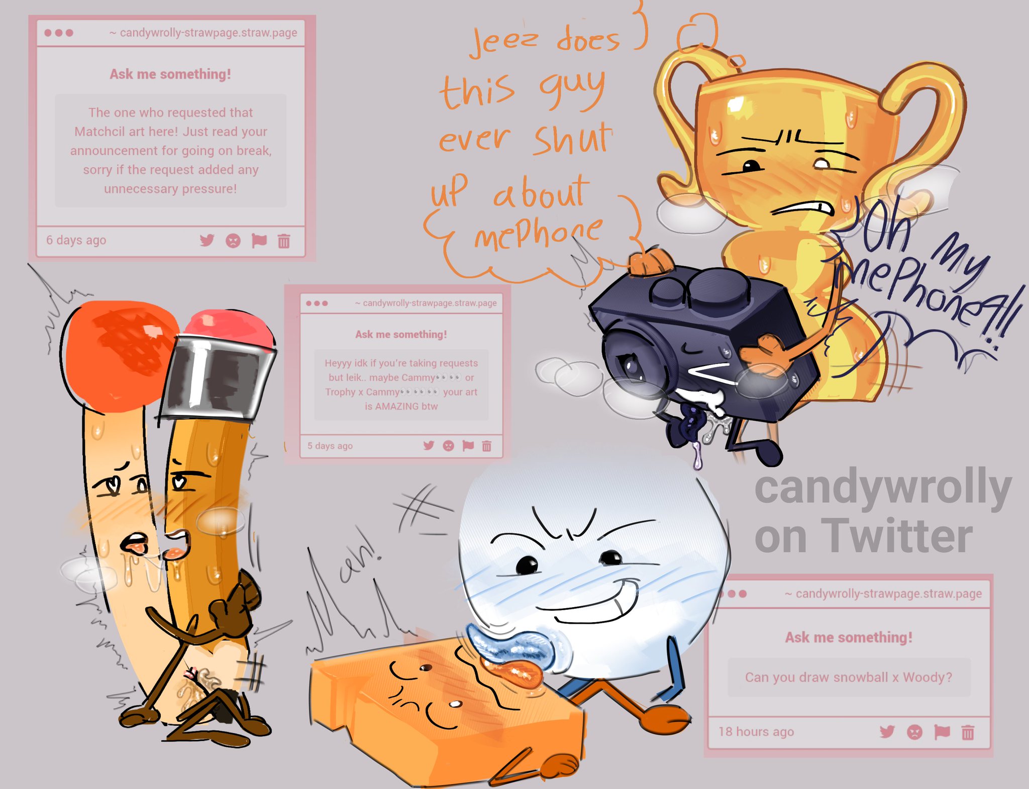 adamationz, battle for dream island, battle for dream island again, bfb, bfdi, bfdia, cammy (ii), frottage, frotting, inanimate insanity, match (bfdi), object shows, osc, pencil (bfdi), penetration, pussy, pussy juice, snowball (bfdi), tentacle penis, tribadism, trophy (ii), woody (bfdi)