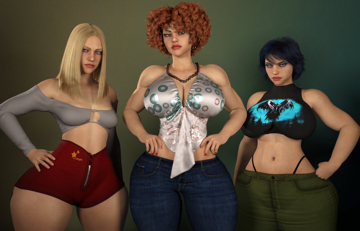 3d 3girls angry angry_face big_breasts blonde_hair blue_eyes blue_hair bottom_heavy breasts cartoon_network clothing crop_top curly_hair earrings ed_edd_n_eddy female female_only female_torso freckles frowning frowning_at_viewer g-string hoop_earrings huge_breasts jeans kanker_sisters lee_kanker light-skinned_female light_skin lipstick madz marie_kanker may_kanker medium_hair necklace realistic red_hair sisters thick_thighs zipper
