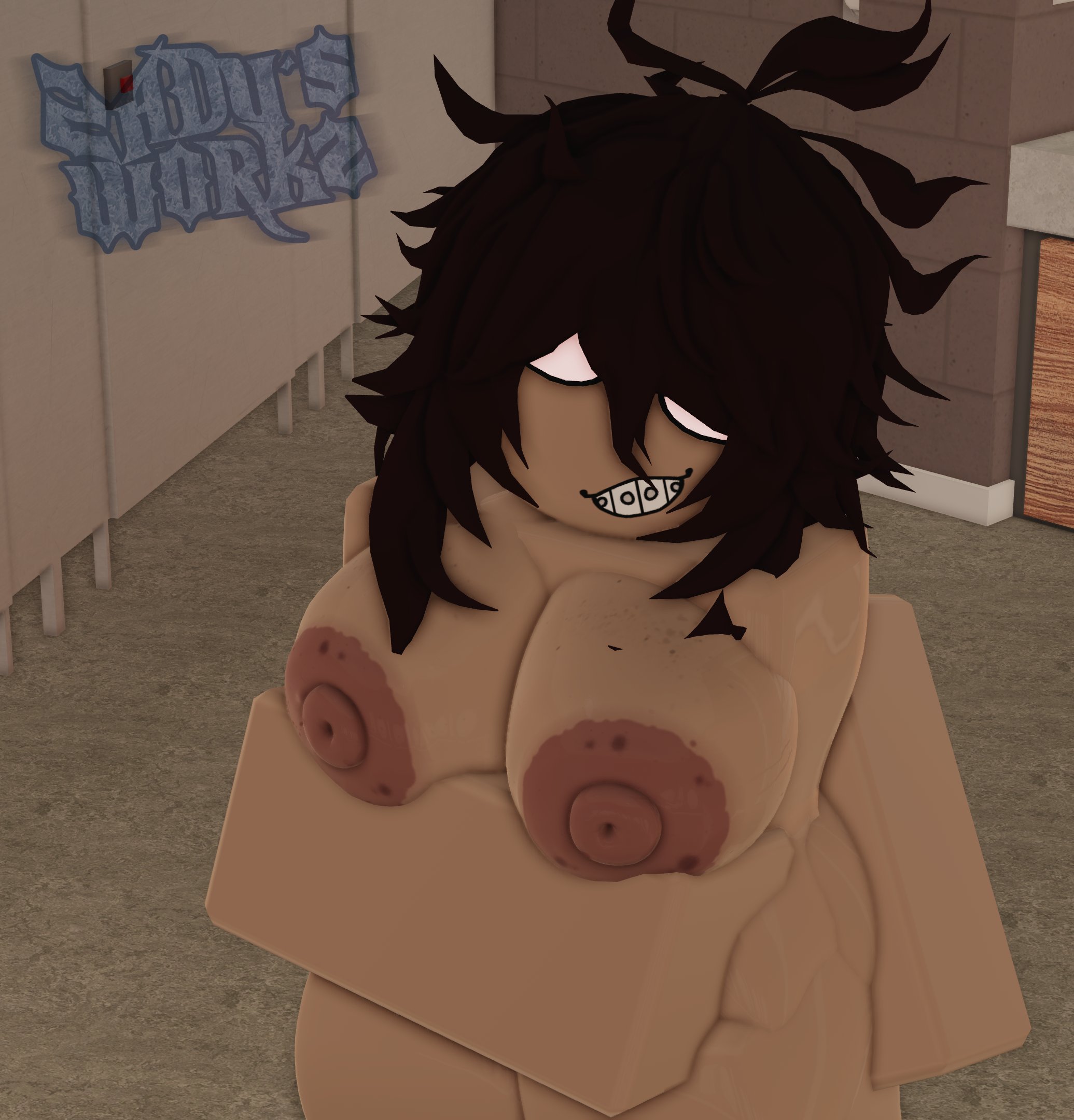 1girl, 1girls, 3d, areolae, bathroom, big breasts, black hair, breasts, crimstuff, nerd, nerdy female, nipples, nude, oc, roblox, roblox avatar, robloxian, tagme, thighs, zaduworkz