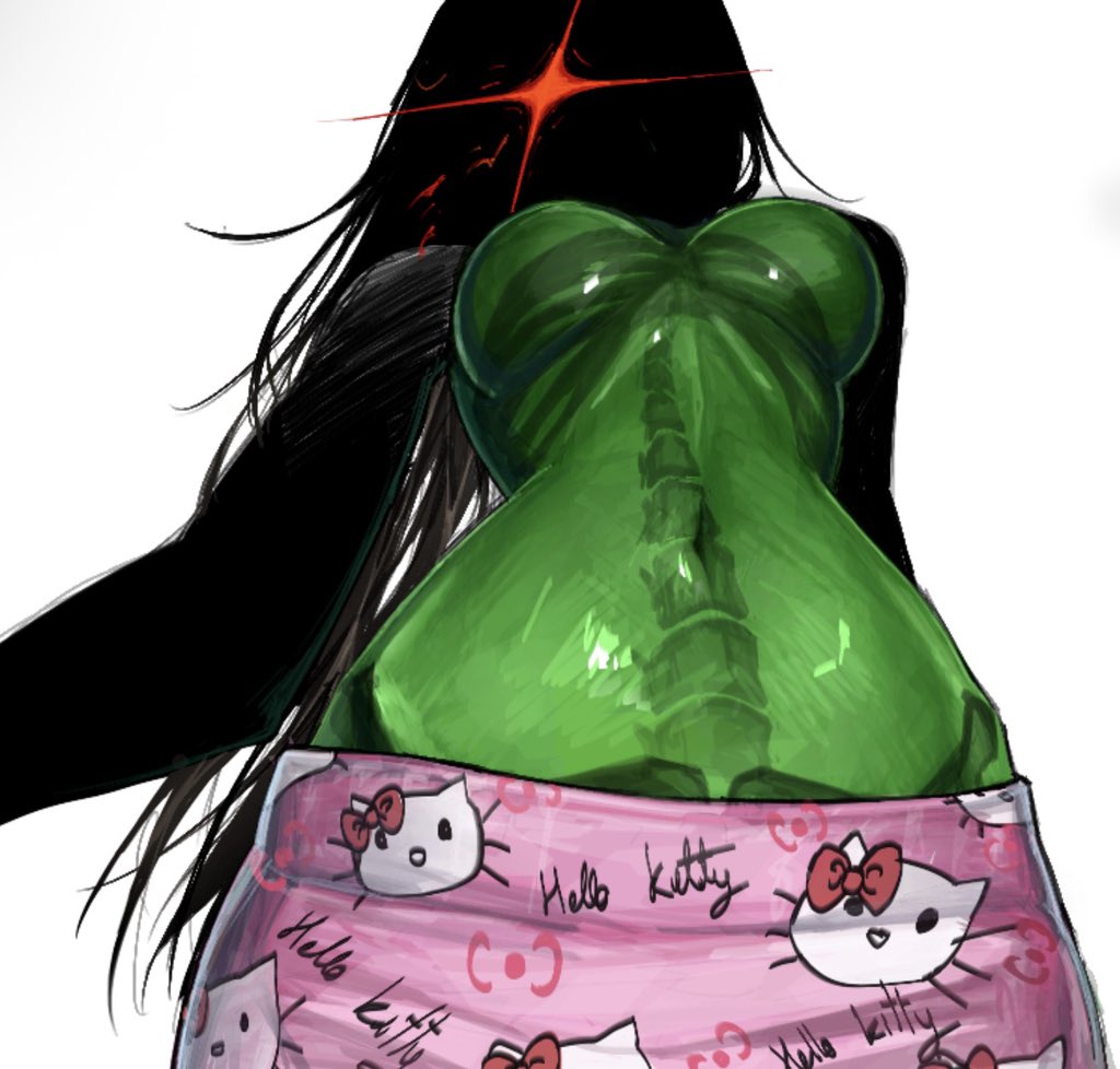 1x1x1x1, 1x1x1x1 (forsaken), artist request, big breasts, bottom view, forsaken (roblox), genderfluid, hello kitty, low waisted pants, pajama pants, red eyes, roblox, roblox game, robloxian, shirtless, tagme, visible skeleton