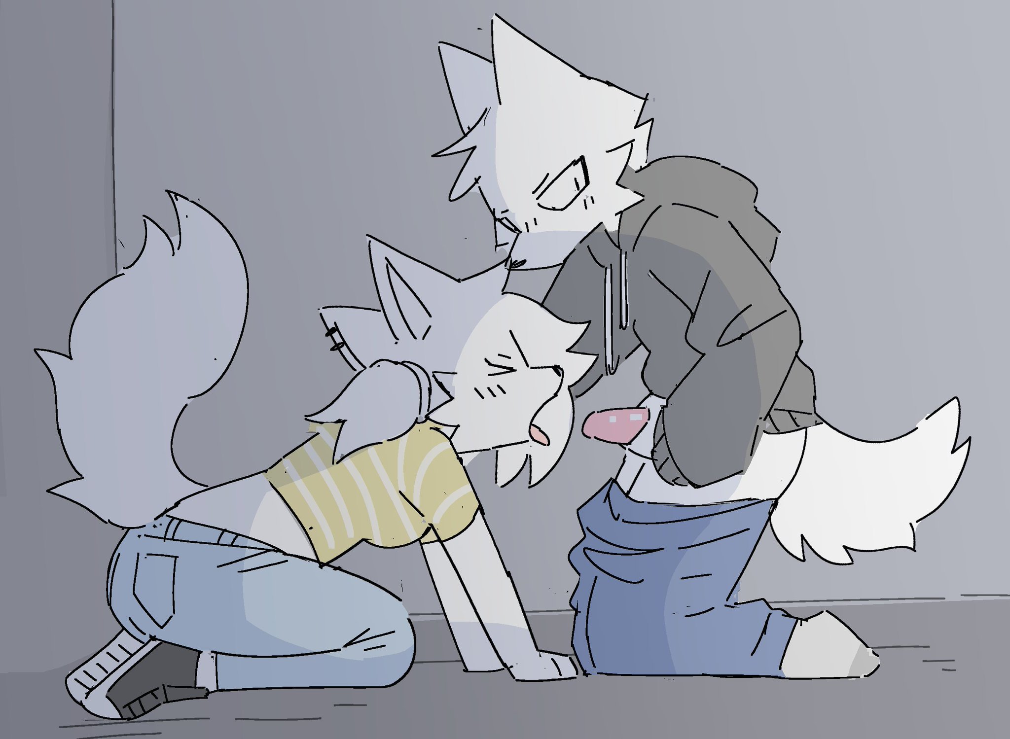 1boy, 1girls, 2026, anthro, blowjob, chelsea (millislushi), clothed, clothing, female, furry, furry female, furry male, inminent blowjob, inminent sex, male, millislushi, open mouth, oral, oral penetration, penis, tagme