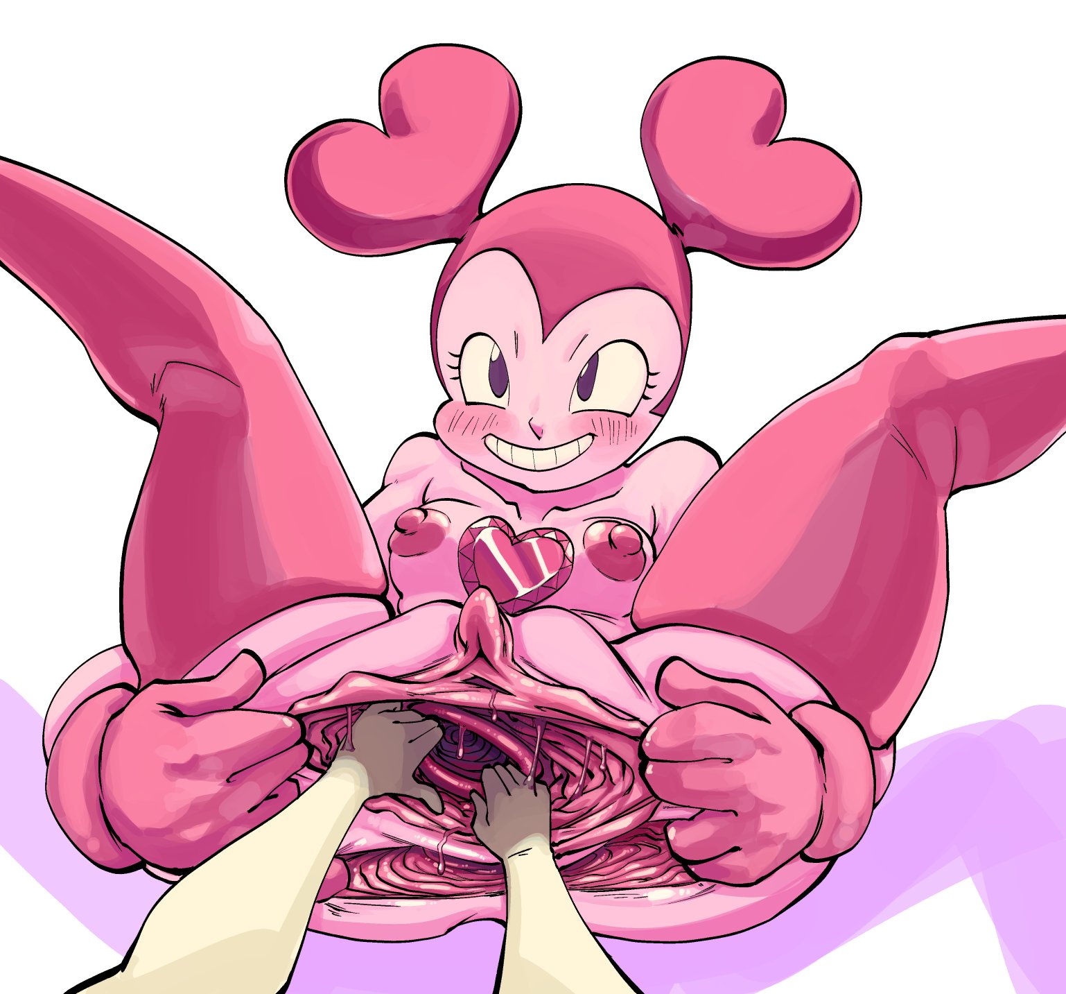 box chan, breasts, cartoon network, female, female focus, gape, gaping, gaping pussy, gem (species), goatse, nipples, pink eyes, pink hair, pink nipples, pink pussy, pink skin, prolapse, prolapsed anus, prolapsed cervix, prolapsed pussy, pussy, spinel (steven universe), steven universe