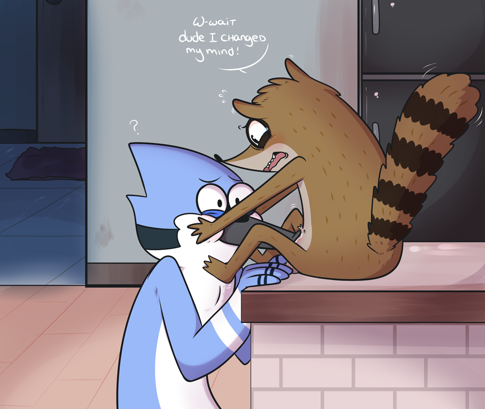 anthro avian babynarwhal bird cartoon_network duo fellatio male male_only mammal mordecai oral raccoon regular_show rigby yaoi
