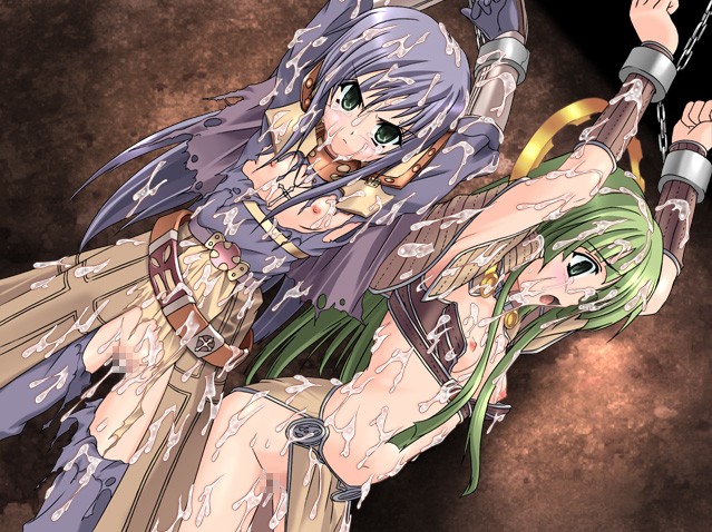 asaga_aoi blue_hair breasts bukkake censored chains crusader cum cum_on_body cum_on_breasts cum_on_clothes cum_on_hair cum_on_lower_body cum_on_upper_body ero_offline ero_ragnarok_offline facial flat_chest green_eyes green_hair long_hair mage mage_(ragnarok_online) mosaic_censoring nipples purple_hair ragnarok_online sage_(ragnarok_online) small_breasts swordsman torn_clothes