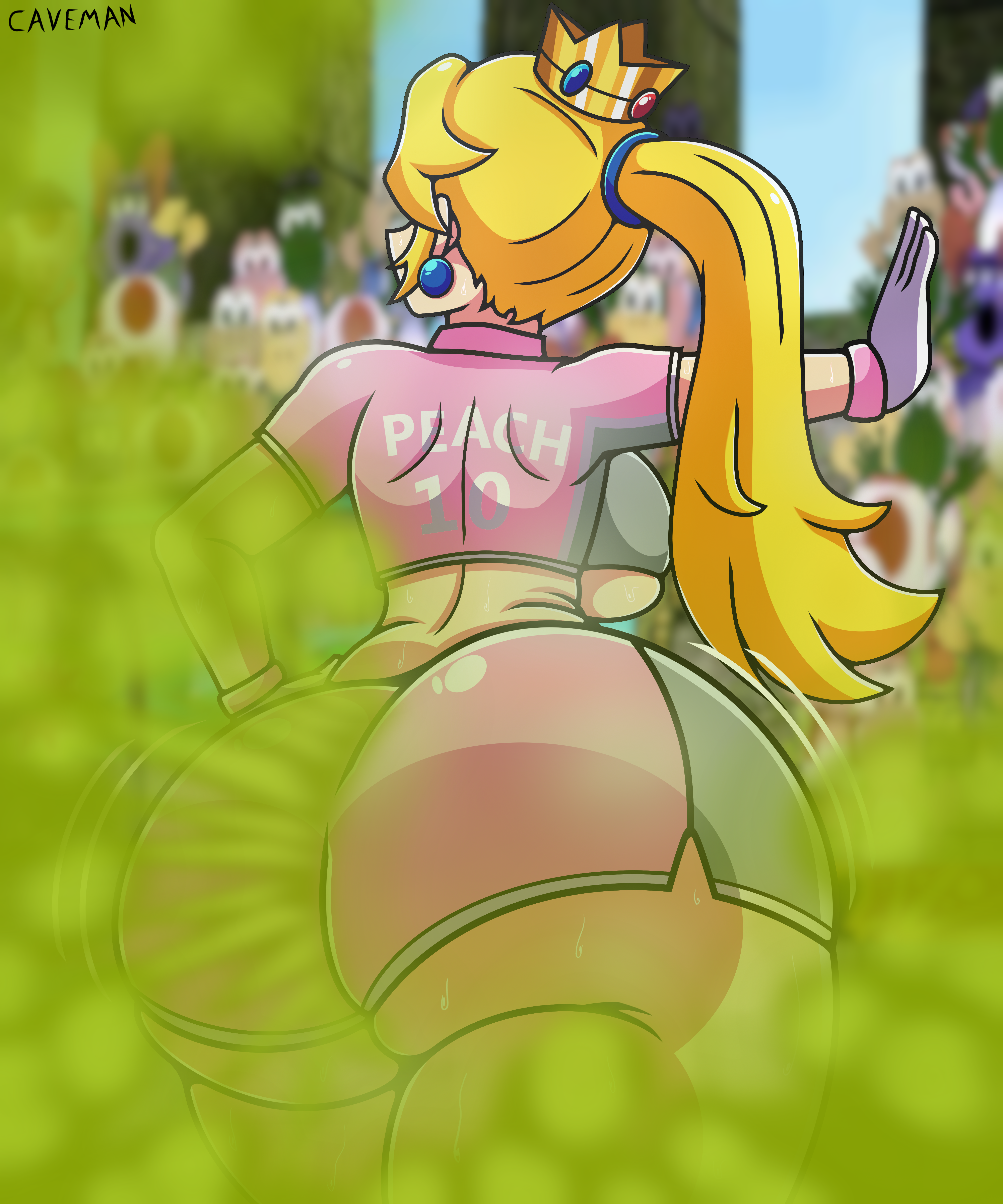 1girls, 2024, ass, ass bigger than head, big ass, big breasts, big butt, blonde hair, breasts, bubble ass, bubble butt, caveman147, fart, fart cloud, fart fetish, farting, female, huge ass, huge breasts, huge butt, large ass, large breasts, large butt, mario (series), mario strikers, mario strikers peach back view redraw (meme), pink shorts, ponytail, princess peach, rear view, seductive, seductive pose, shorts, smelly ass, sniffable ass, solo, solo female, standing, sweat, sweating, sweaty, sweaty ass, tank top, thick ass, thick thighs, viewed from behind, wide hips