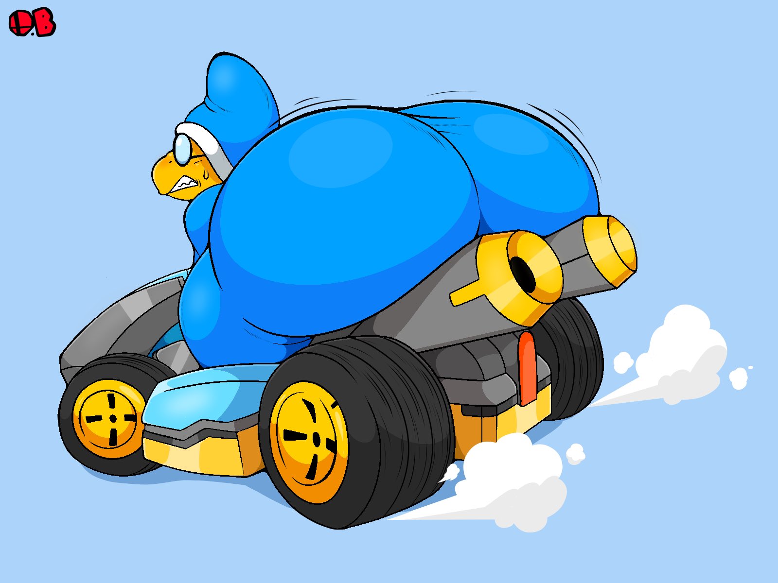 1boy, ass bigger than head, ass focus, big ass, big ass (male), big butt, gigantic ass, gigantic butt, huge ass, huge butt, kamek, koopa, magikoopa, male, male only, mario (series), mario kart, nintendo, omegabrawl, robe, solo, solo male, wizard