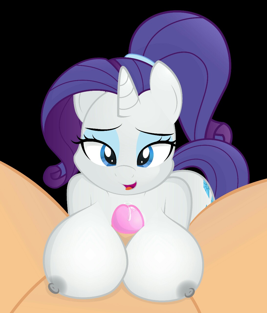 2016 alternate_hairstyle alternate_version_available an-tonio anthro anthrofied areolae bedroom_eyes blue_eyes breasts colored cutie_mark duo equine eyeshadow faceless_male female female_focus friendship_is_magic half-closed_eyes hasbro horn large_breasts looking_at_viewer makeup male male_pov mammal my_little_pony nipples nude open_mouth paizuri penis pov precum purple_hair rainbownspeedash rarity_(mlp) seductive sex straight straight_hair tongue unicorn