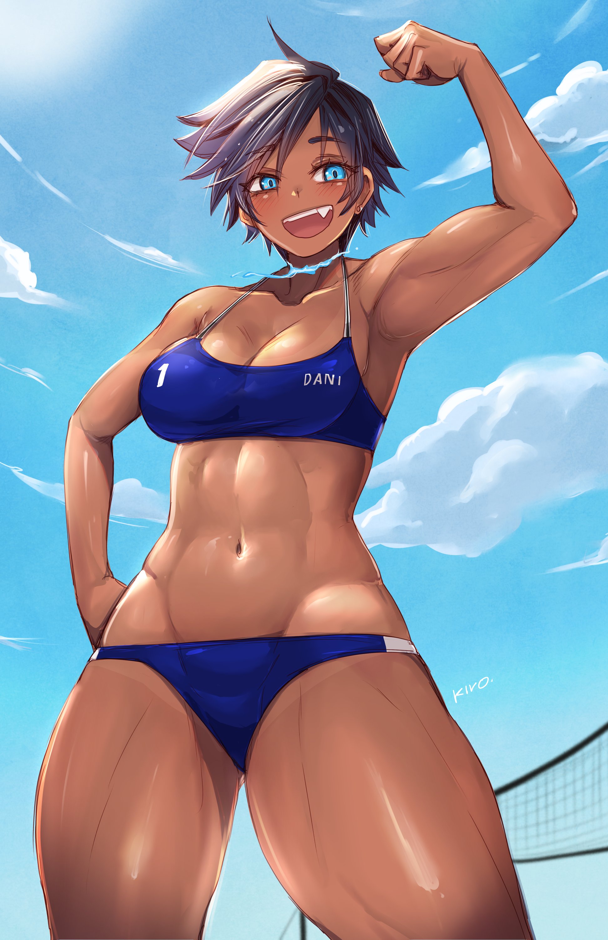dani (kivonotbabu), dark-skinned female, female, kivonotbabu, original character, summer, tomboy