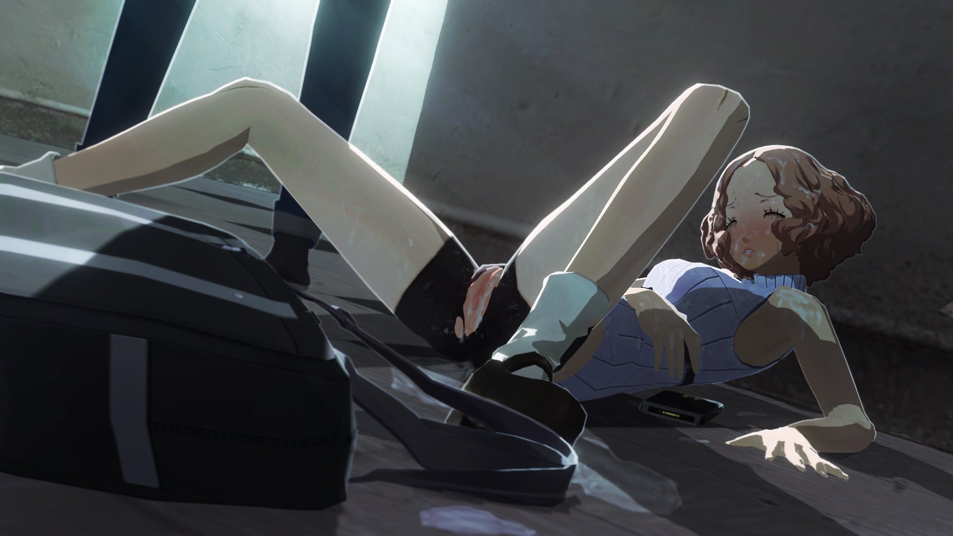 1girls, 3d, after rape, brown hair, clothing, female, female focus, female only, haru okumura, human, pale skin, persona, persona 5, persona 5 royal, raped, short hair, thrown away, uriziel38