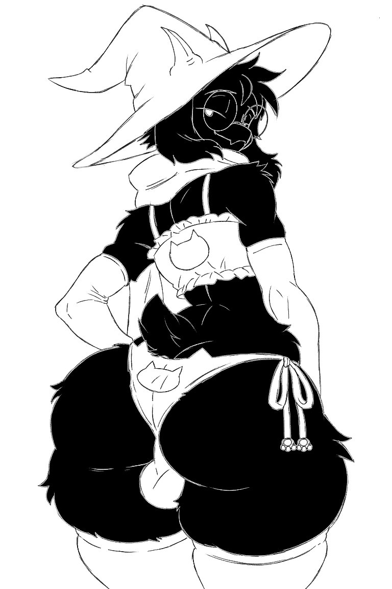 2026, ass, black and white, boss monster, bra, deltarune, femboy, femboy only, goat, omega80473, panties, ralsei, ralsei with black fur, sexy, solo