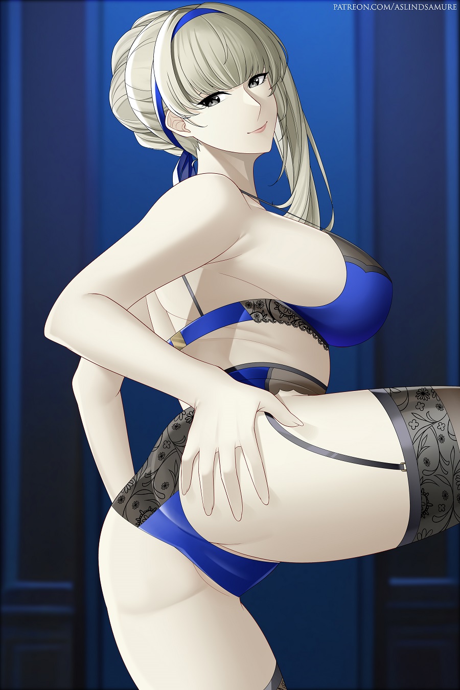 aslindsamure, ass, blonde hair, large breasts, merope (persona), persona, persona 5, persona 5: the phantom x, smile