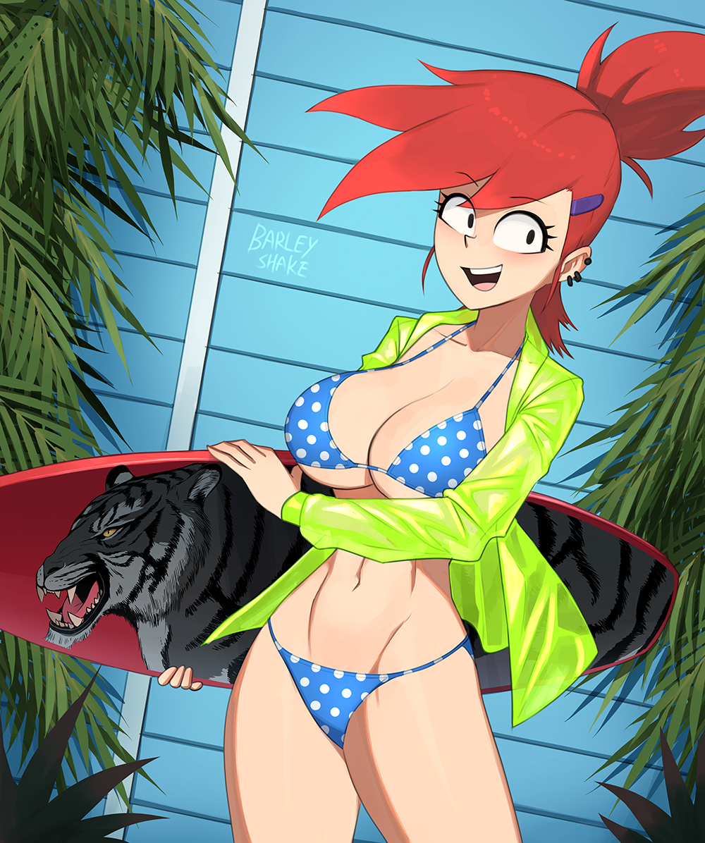 1girls, barleyshake, bikini, breasts, female, female only, foster's home for imaginary friends, frankie foster, fully clothed, partially clothed, revealing clothes, solo