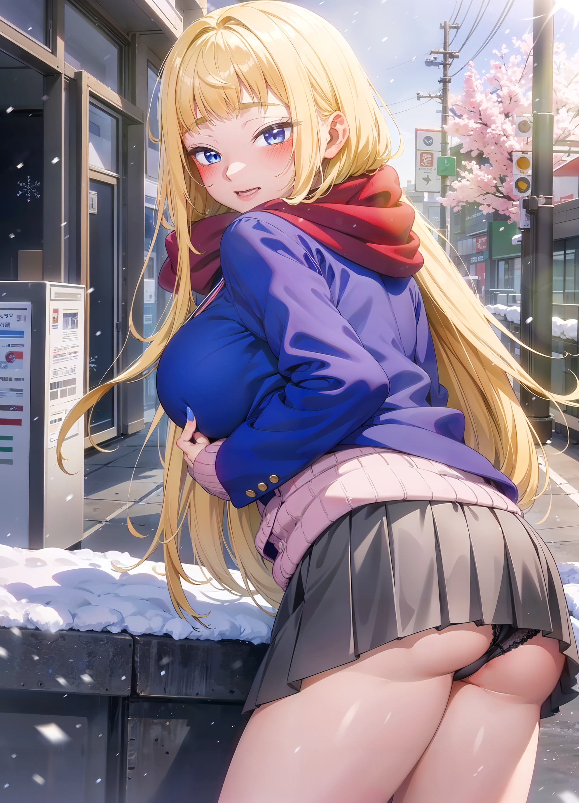 ai generated, ass, blonde hair, dosanko gal wa namara menkoi, female, fuyuki minami