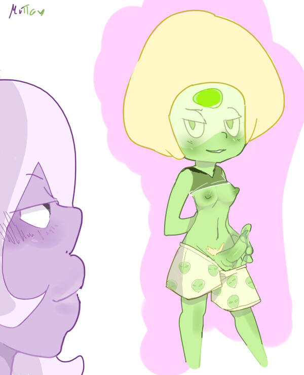 amethyst_(steven_universe) boxer_shorts boxers clothing futanari gem_(species) muttgirl peridot_(steven_universe) purple_skin shorts small_breast smooth_skin steven_universe tentacle underwear