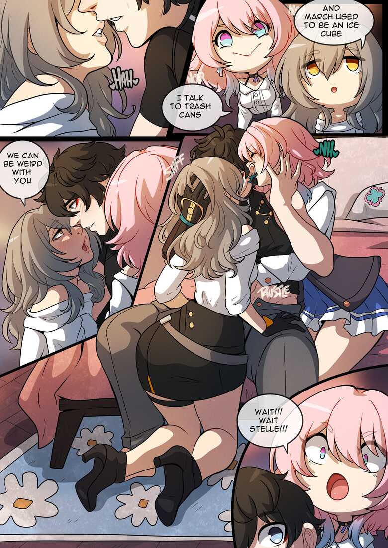 comic, dan heng, english text, female, honkai: star rail, kinkymation, male, march 7th (honkai: star rail), stelle (honkai: star rail), text