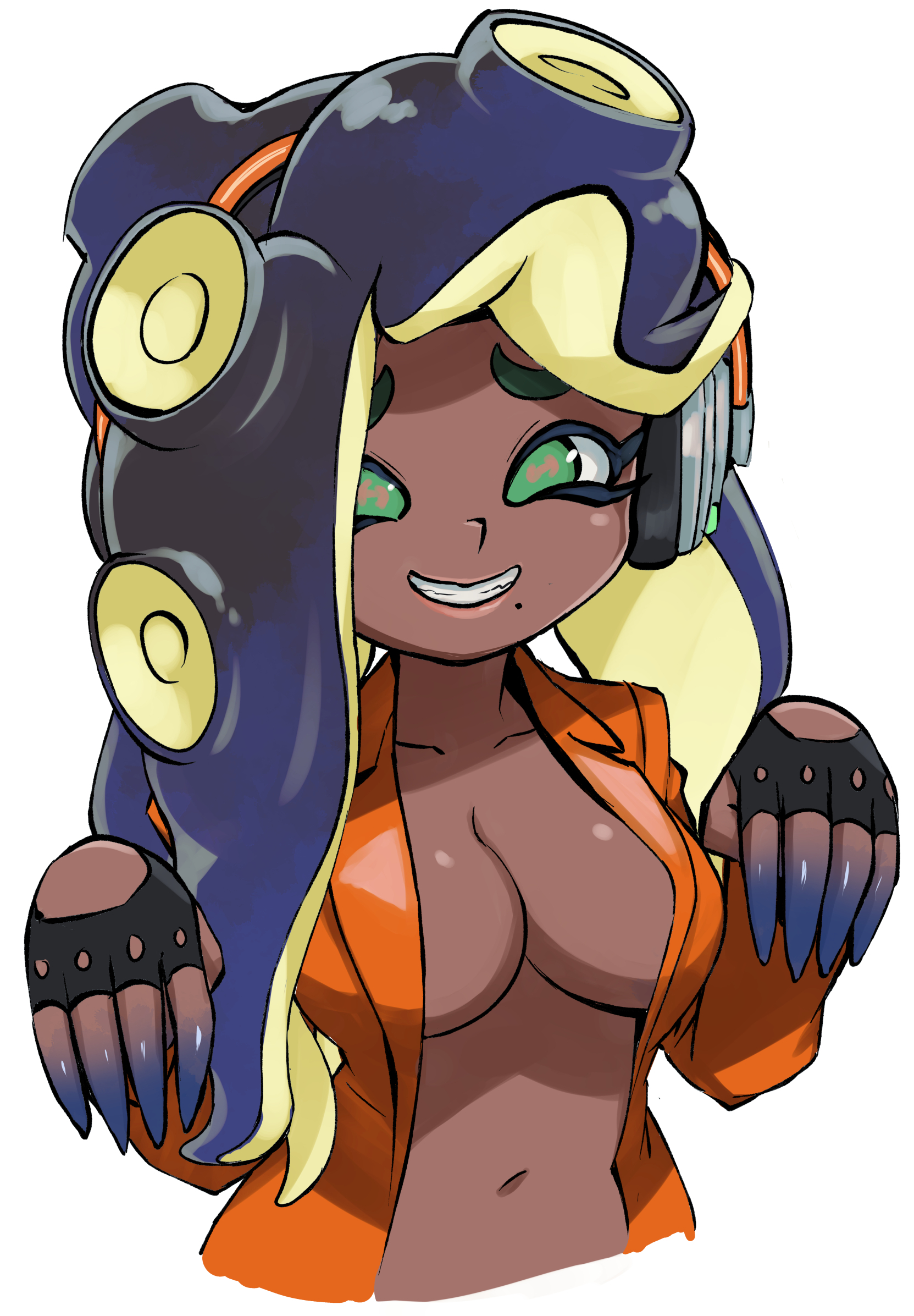 breasts, dark skin, dark-skinned female, female, female only, marina (side order), marina (splatoon), muramasamikado, nintendo, solo, splatoon, splatoon 2, splatoon 3, splatoon 3: side order, tagme