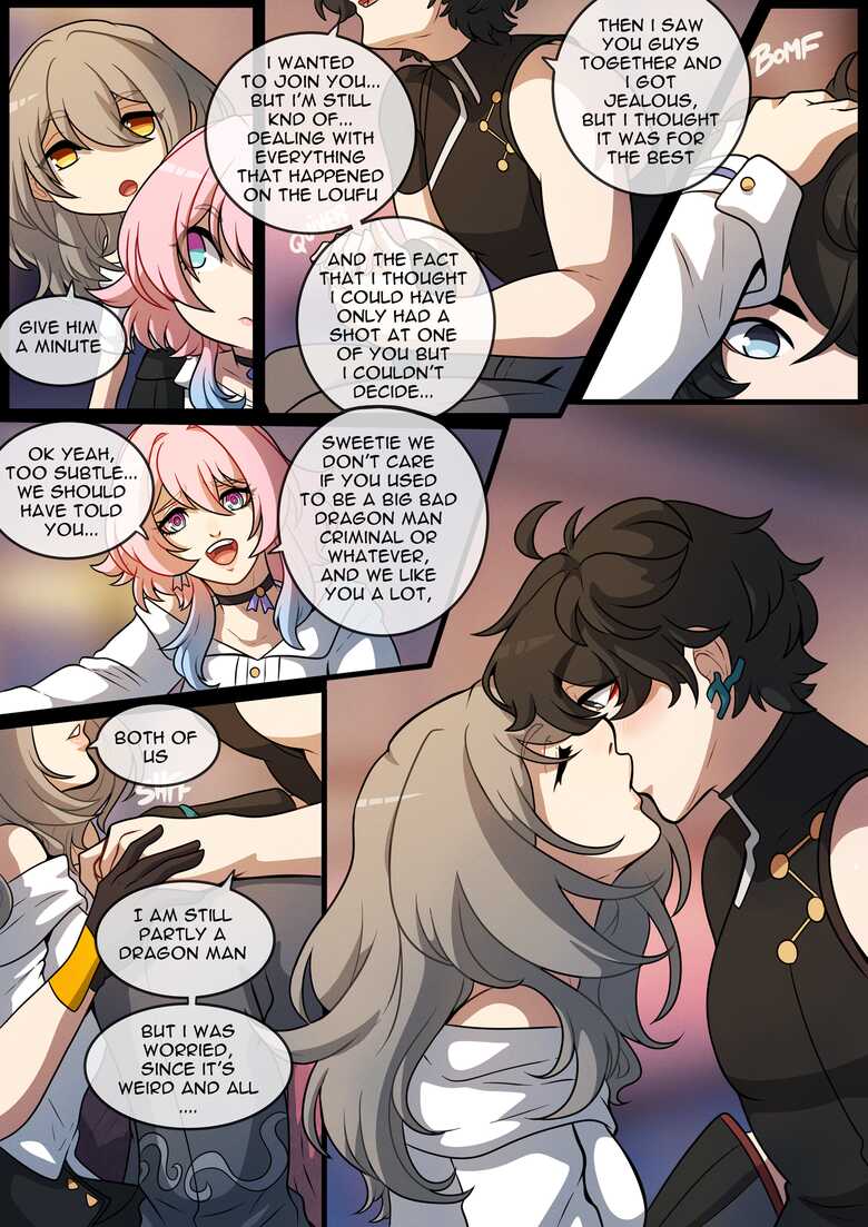 comic, dan heng, english text, female, honkai: star rail, kinkymation, male, march 7th (honkai: star rail), stelle (honkai: star rail), text