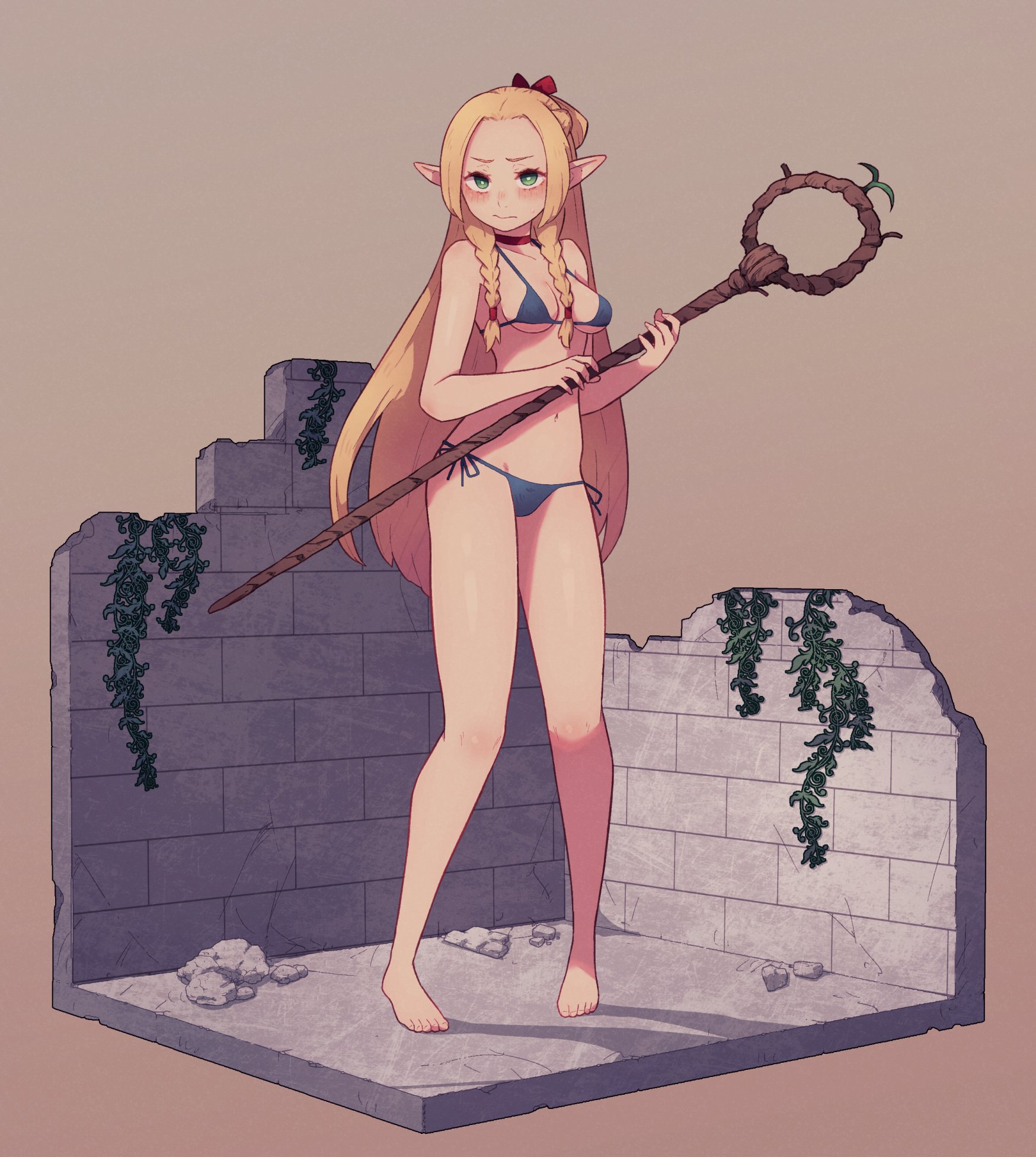1girls, bikini, dungeon meshi, elf, elf ears, elf female, elf girl, female, female only, lamb-oic029, marcille donato, solo, tagme