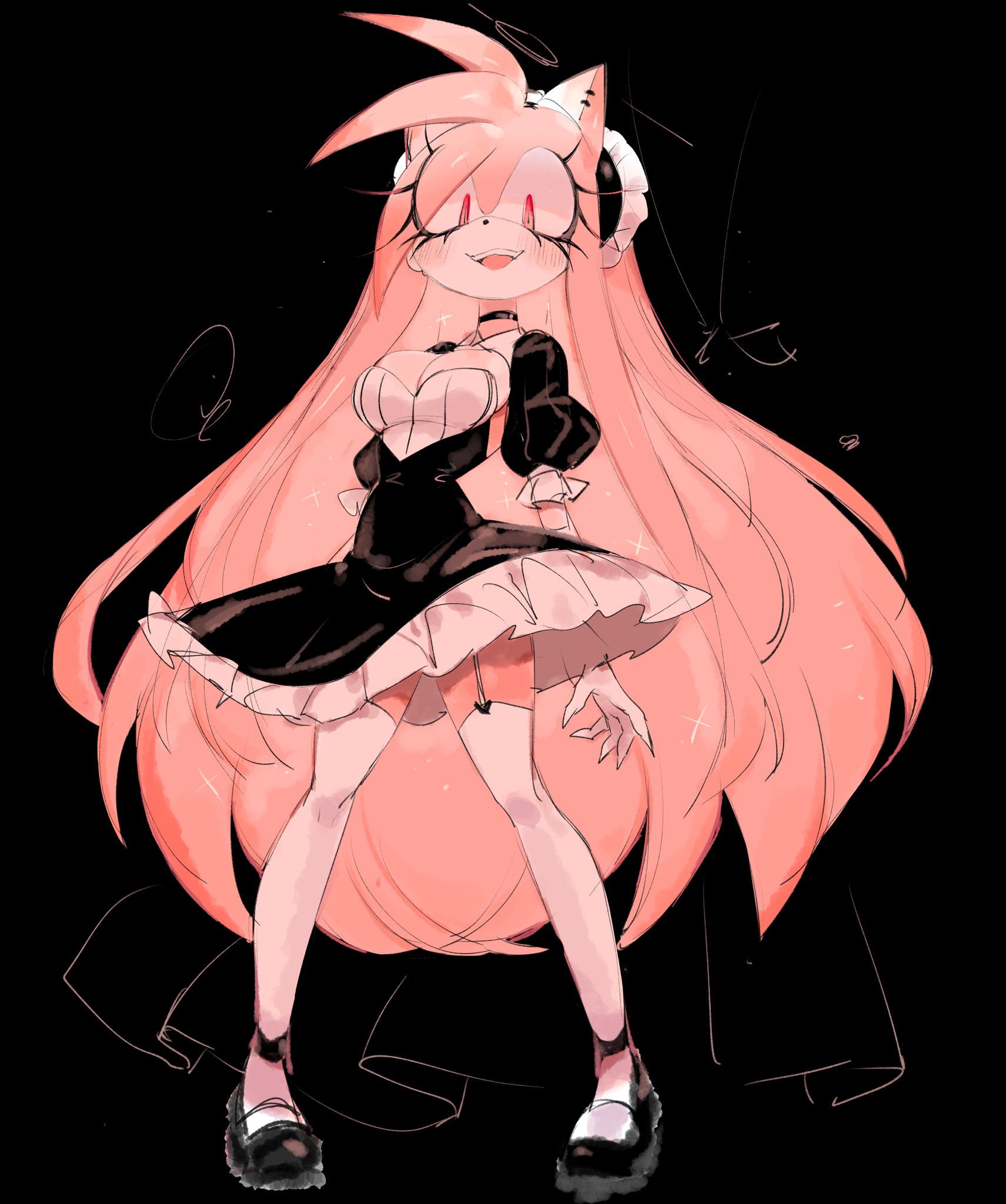 amy rose, female, goth, looking at viewer, maid, maid headdress, maid uniform, pink hair, sega, sonic (series), sonic the hedgehog (series), usa37107692