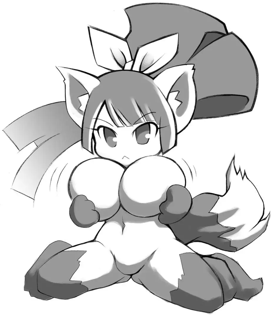 animal_ears big_breasts bimbo breasts cat_ears cat_girl cat_tail catgirl chibi cute disgaea huge_breasts large_breasts long_hair monochrome naked nekomata nekomata_(disgaea) nippon_ichi_software no_nipples no_pussy noise_(artist) nude ponytail short_stack shortstack