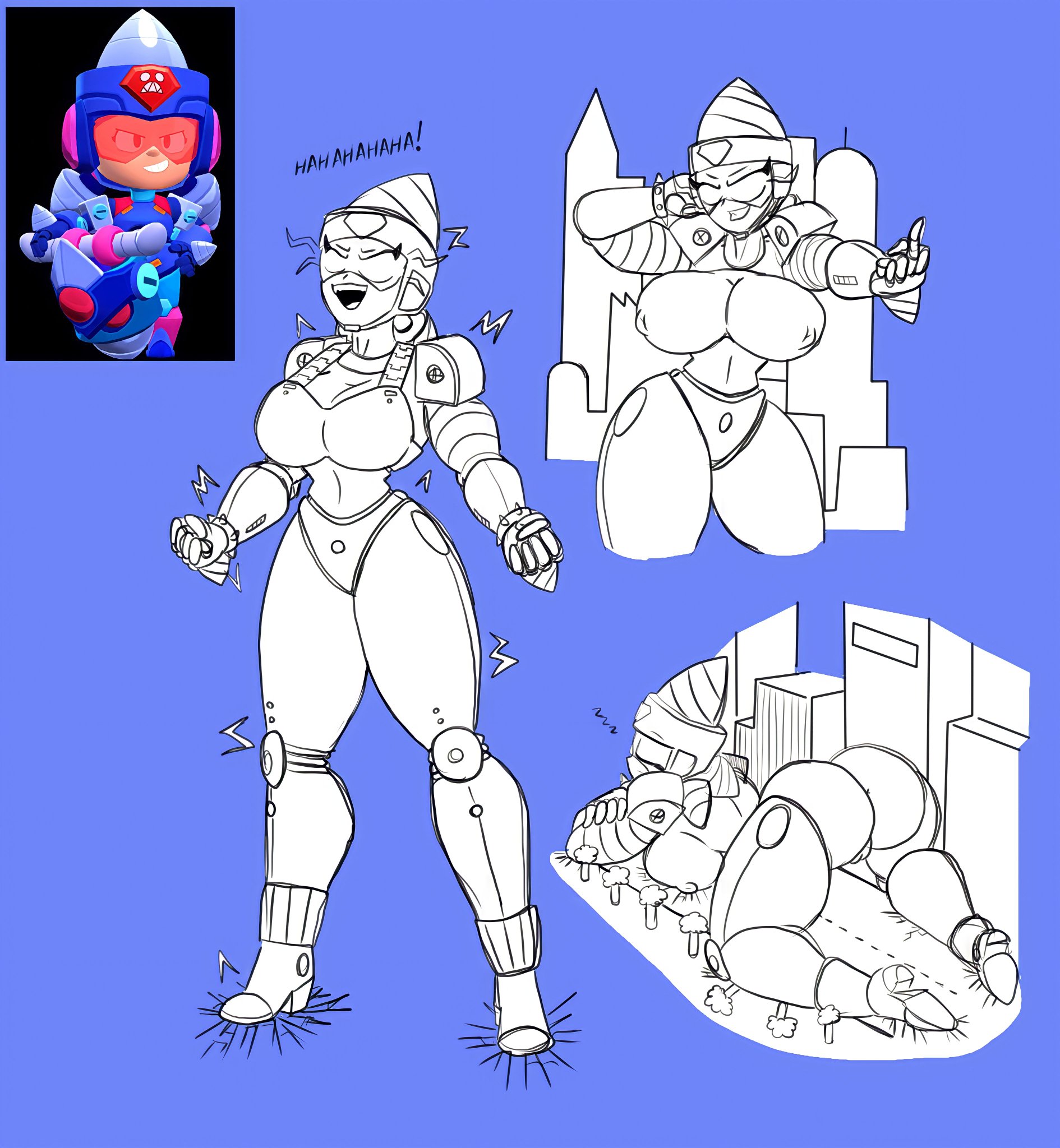 1girls, anus, brawl stars, breasts, building, city, female, giantess, helmet, jacky (brawl stars), large breasts, nipples, pussy, sleeping, solo, tree, ultra driller jacky (brawl stars), undressing