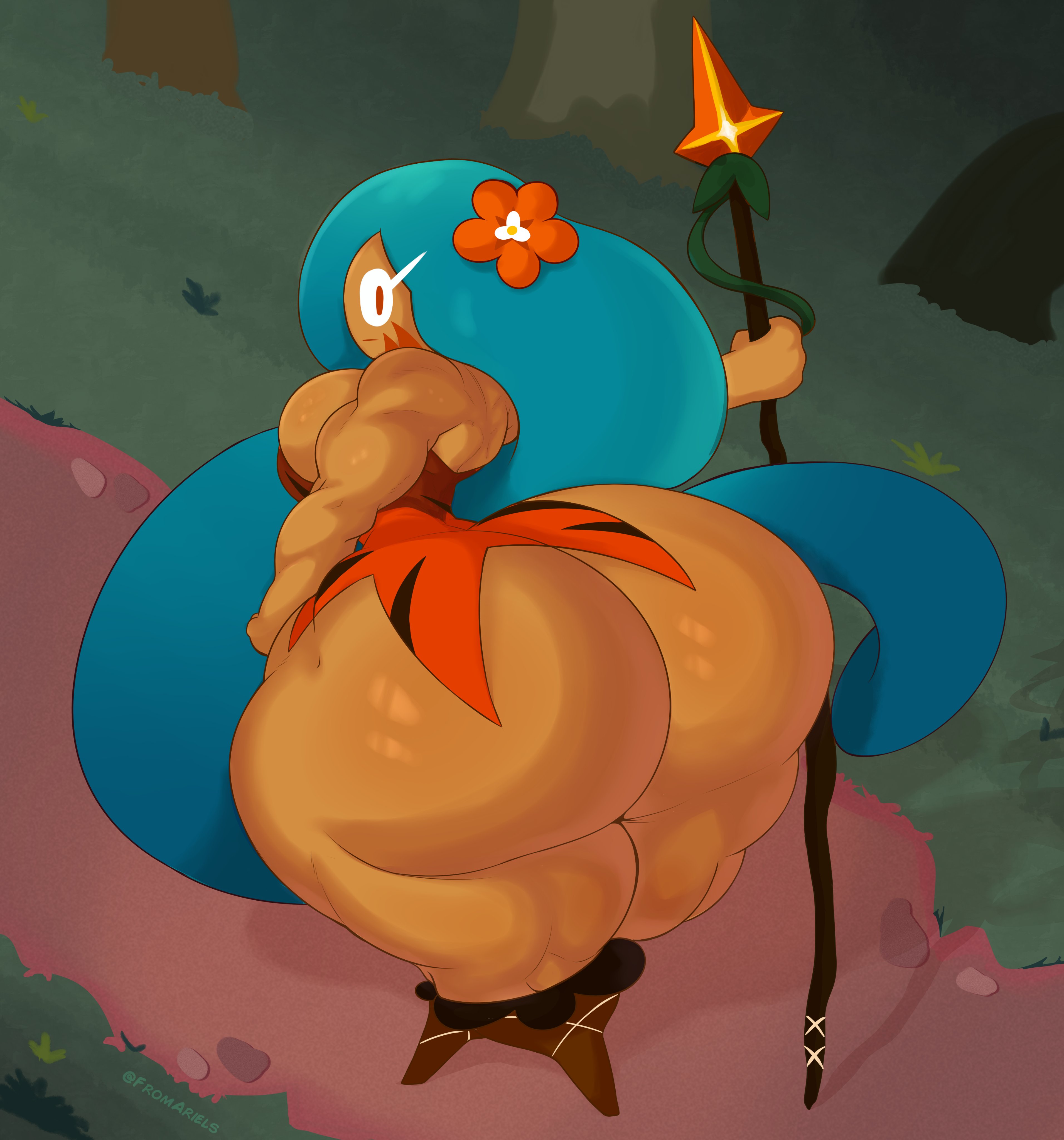 ass, ass focus, cookie run, female, fromariels, huge ass, hyper ass, muscular, muscular female, tagme, tiger lily cookie