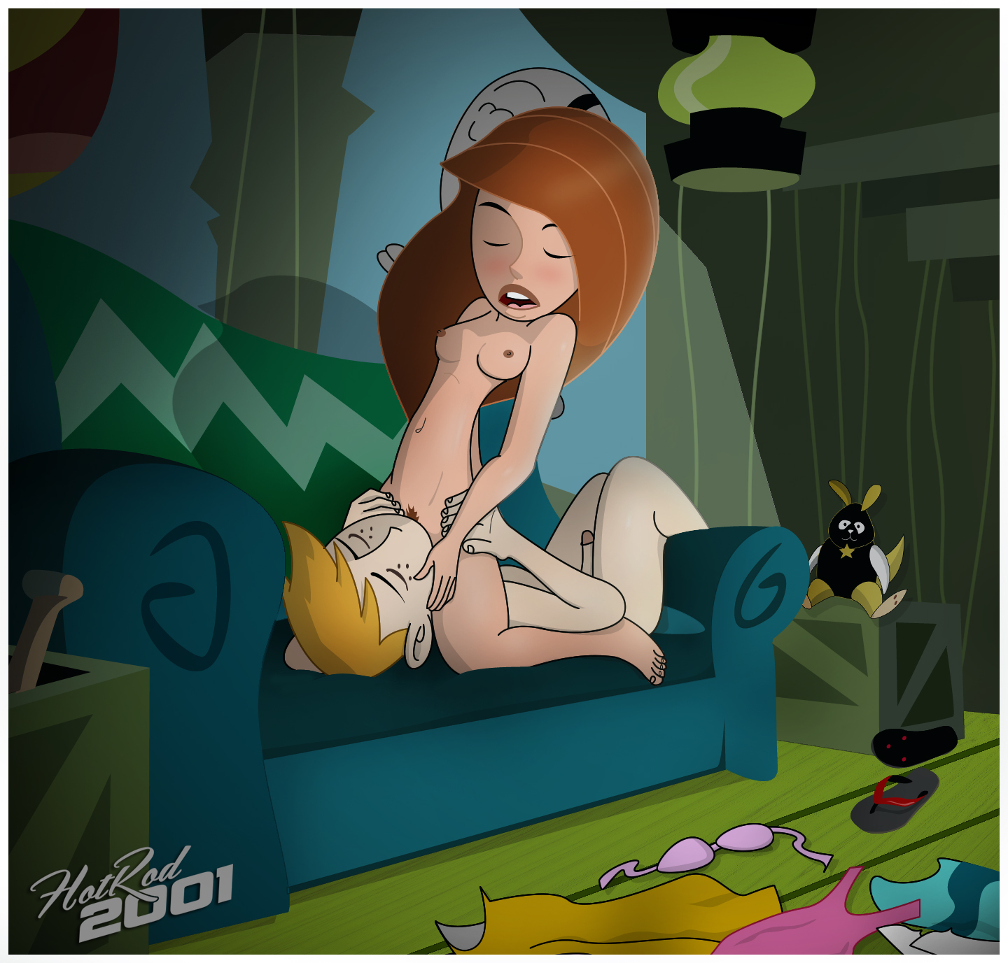 barefoot, blonde hair, breasts, brown hair, canon couple, cunnilingus, disney, disney channel, facesitting, female, ginger, hair, hotrod2001, human, kim possible, kimberly ann possible, light skin, light-skinned female, light-skinned male, male, nipples, nude, on couch, oral, ron stoppable, sex, straight, white female, white male