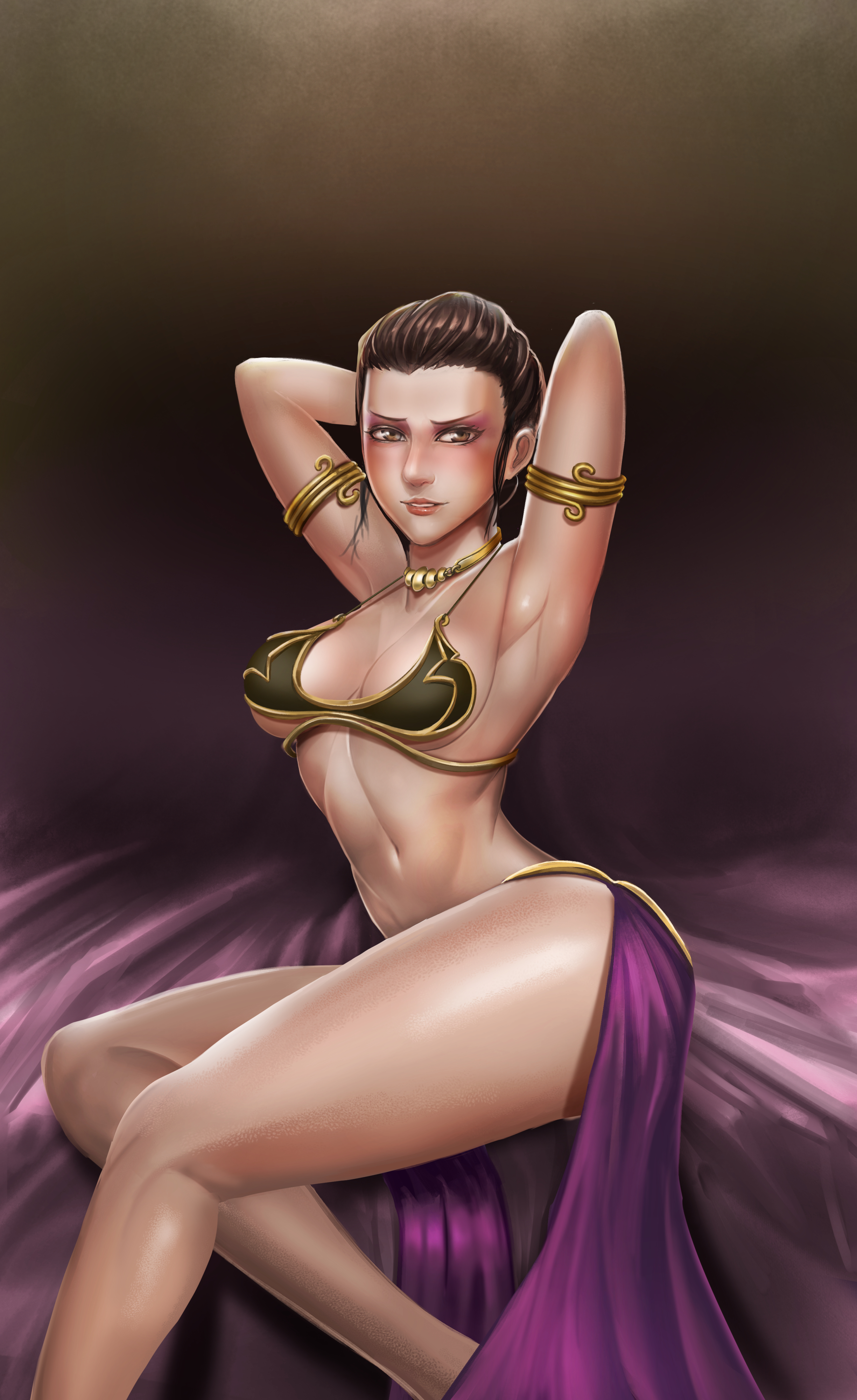 badcompzero, bondage, breasts, collar, female, female only, femsub, metal bikini, metal collar, revealing clothes, rey, skimpy clothes, slave bikini, solo, star wars, the force awakens, thighs