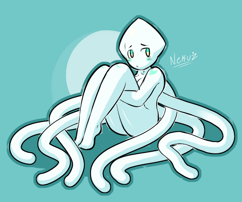 anthro ass blush breasts calami_(nekuzx) curled_up female naked nekuzx nude nude_female pinup sitting squid tentacle