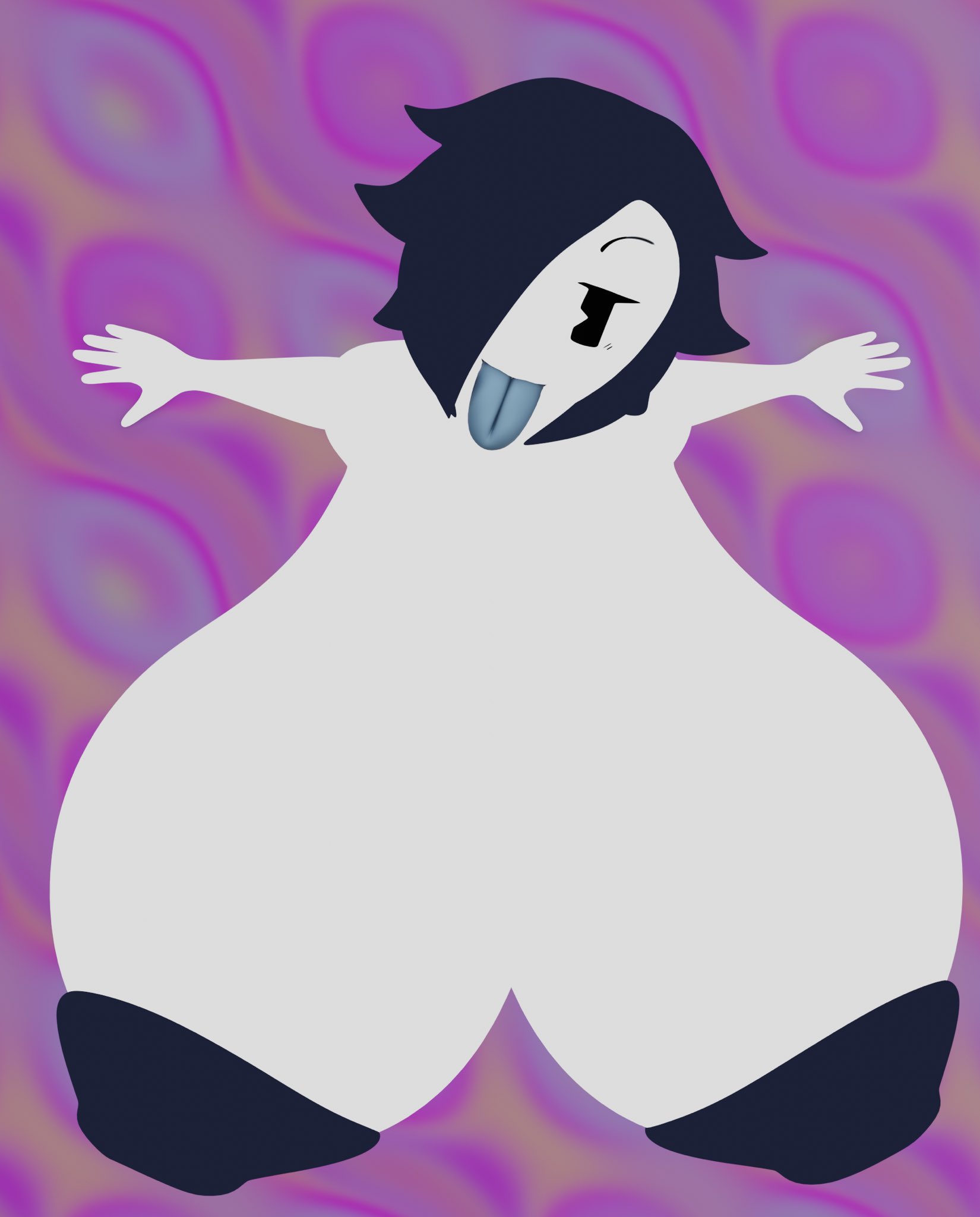 2021 3d 3d_(artwork) black_hair black_nipples blender color_background ghost_girl huge_breasts looking_at_viewer spooki_(guacamolemuffler) spooki_(squidly) squidly tongue_out white_skin