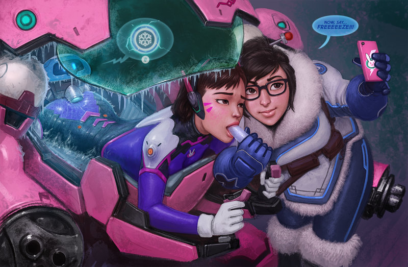 background_character blizzard_entertainment bodysuit bondage bound cockpit companion_bot contraption d.va dialogue female female_only femdom femsub freezing fully_clothed gameplay_mechanics glasses gloves holding_on icicle imminent_death jedi-art-trick lesbian mecha mechanical_fixation mei_(overwatch) meka mounted overwatch overwatch_2 perching_position phone pilot_suit riding robot selfie selfie_pose small_dom_big_sub snowball_(overwatch) taking_selfie tight_clothing video_game_character video_games white_gloves yuri