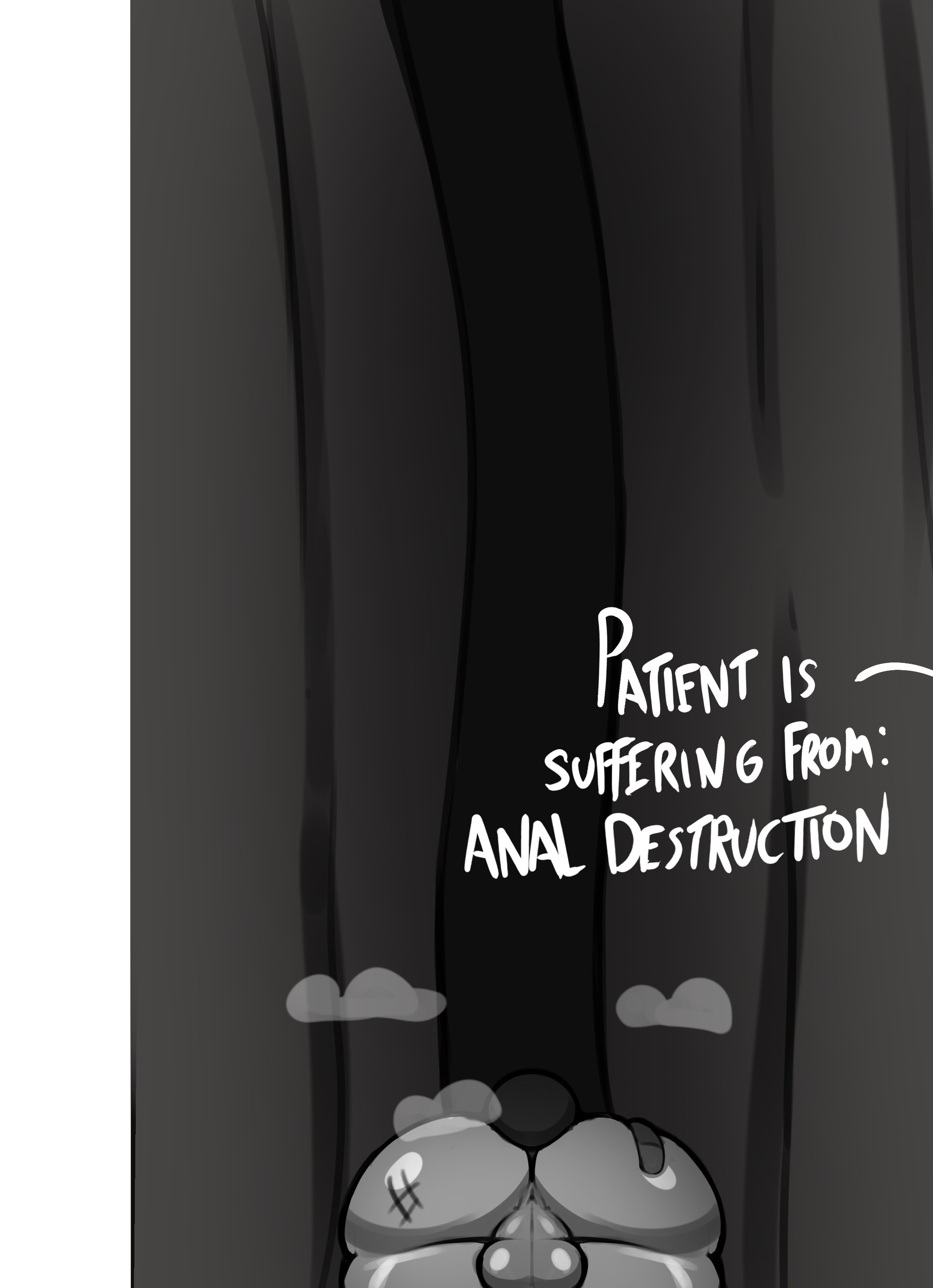 2d, anus, ass, backsack, balls, ballsack, big ass, bootydox, curtains, digital media (artwork), furry, genitals, hi res, male, male only, monochrome, no visible face, rear view, simple background, solo, text, toony