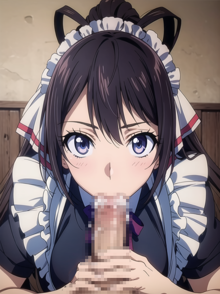 ai_generated blowjob blowjob_face blowjob_gesture blowjob_only blowjob_pov censored fellatio fellatio_pov first_person_perspective first_person_view houki_shinonono infinite_stratos looking_at_viewer maid_uniform mosaic_censoring ponytail pov pov_blowjob shinonono_houki