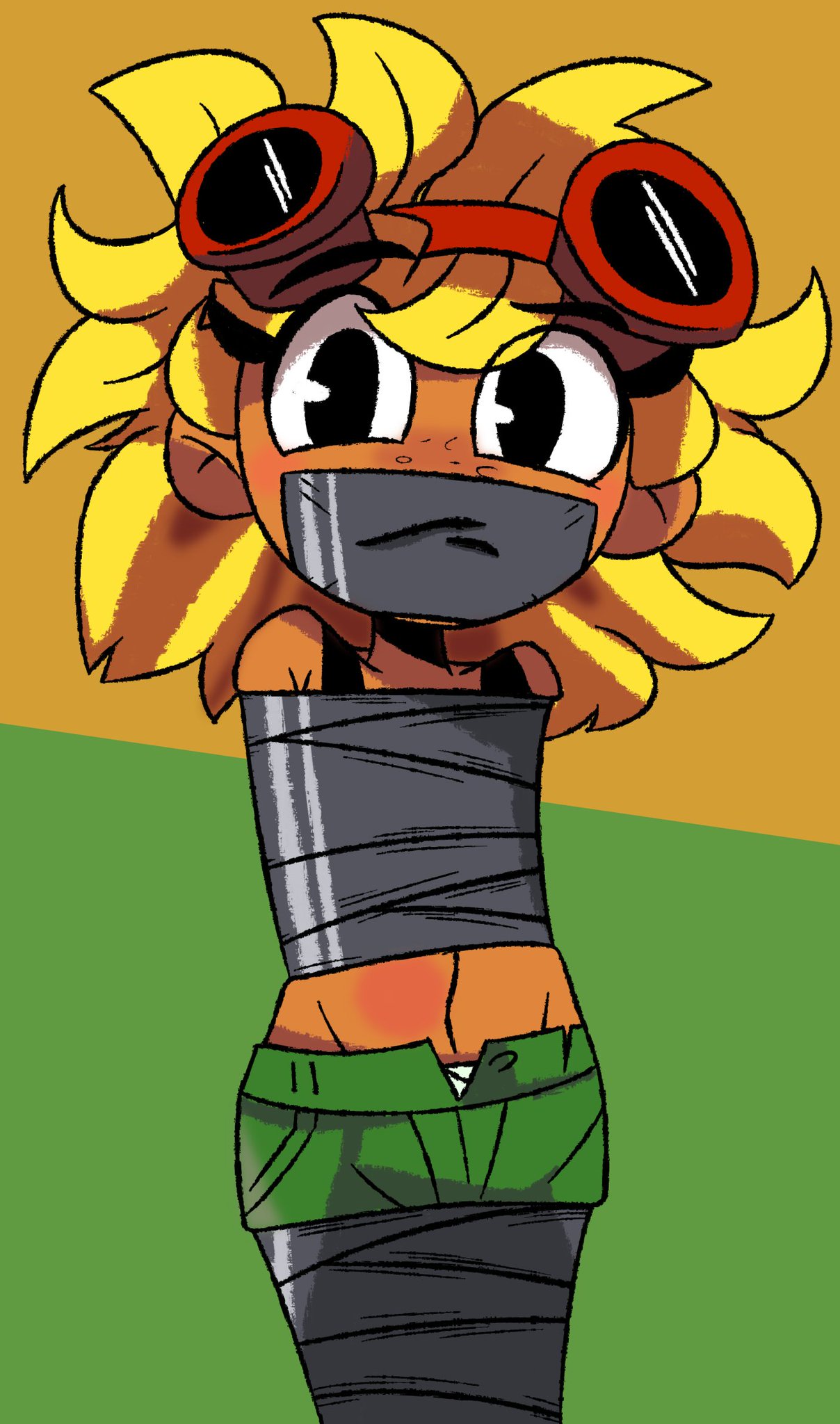 blush bondage bound damsel_in_distress did duct_tape duct_tape_gag embarrassed gag gagged harukohahrr humanized msharuko plant plants_vs_zombies plants_vs_zombies:_heroes restrained solar_flare_(peargor) solar_flare_(pvz) tape tape_gag tied_up tomboy wrapped wrapped_up