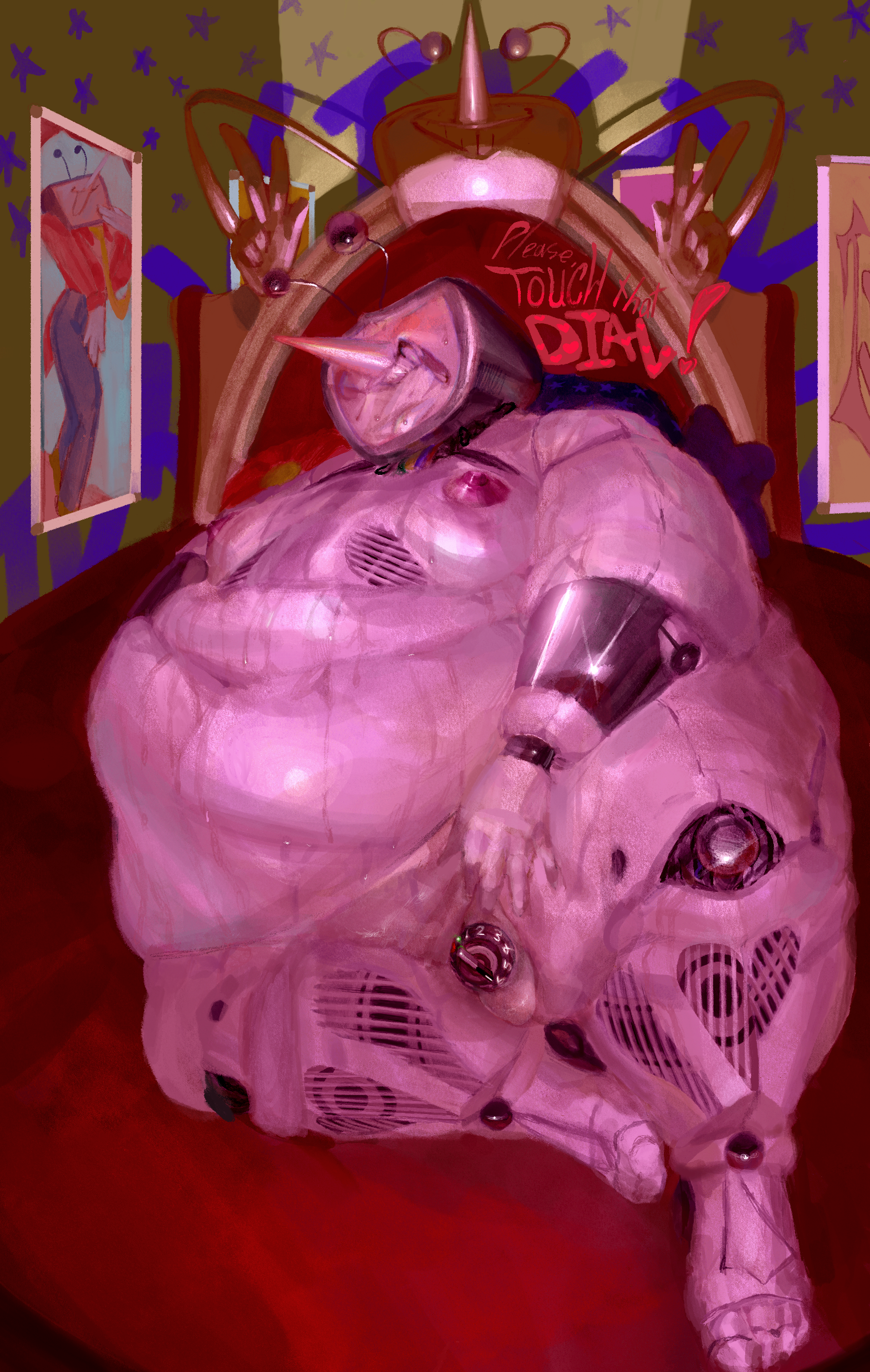 deltarune, deltarune chapter 3, fat, fat fetish, fat male, insanefed, male, male only, morbidly obese, non-human, obese, obese male, robot, solo male, sweat, tenna (deltarune), tv head