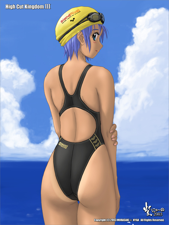 1girls female female_only murasaki_nyaa nyanko_batake one-piece_swimsuit solo swimsuit tagme