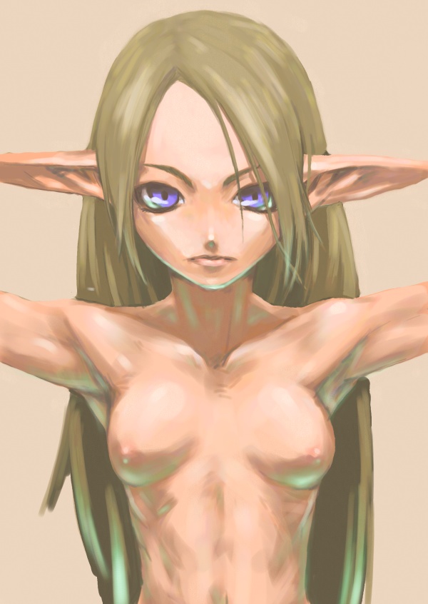 elf female female_only long_hair nude original pointy_ears skinny solo unaji