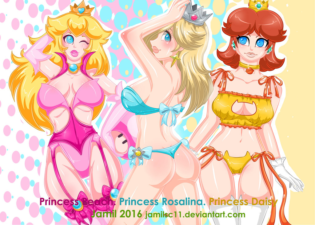 3girls ass bra cat_keyhole_bra female female_only human jamilsc11 lingerie mario_(series) multiple_girls mushroom nintendo panties princess_daisy princess_peach princess_rosalina standing super_mario_bros. thong underwear underwear_only