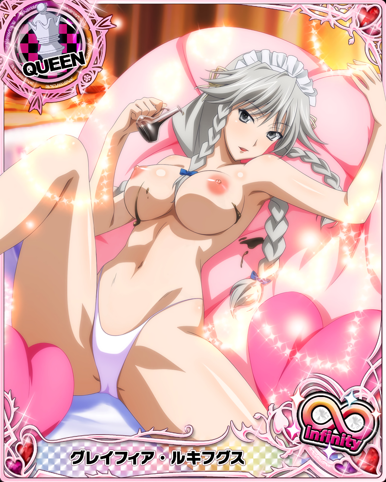 card (medium), female, grayfia lucifuge, high school dxd, photoshop, topless