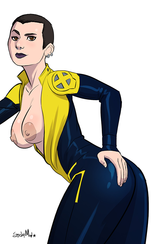 1girls ass athletic athletic_female black_eyebrows black_hair bodysuit breasts brown_eyes deadpool_(film) earrings ellie_phimister female female_only girl hand_on_butt hazel_eyes jewelry large_areolae large_breasts light-skinned_female light_skin lips marvel negasonic_teenage_warhead nipples open_clothes open_suit pierced_ears piercing piercings purple_lipstick short_hair skinny skinny_female skinny_girl skinny_waist solo stickymon suggestive_pose superheroine teenage_girl teenager x-men