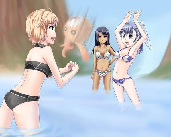 bikini fiora_(xenoblade) melia_antiqua nintendo riki_(xenoblade) sharla_(xenoblade) swimsuit xenoblade_(series) xenoblade_chronicles