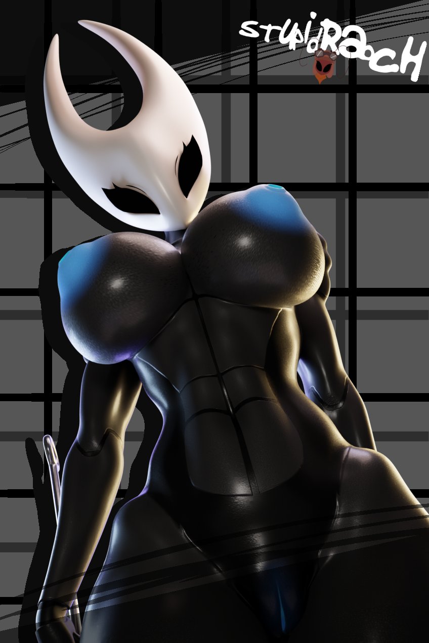 1girls, 2025, 3d, abs, anthro, arthropod, artist name, athletic, athletic female, big breasts, black body, black eyes, blue nipples, breasts, child bearing hips, female, female anthro, female only, hollow knight, hollow knight: silksong, hornet (hollow knight), hourglass figure, insect girl, insects, inverted nipples, looking at viewer, nipples, non-human, nude, nude female, pussy, solo, spider, spider girl, standing, stupidroach, thick thighs, thighs, video games, wide hips