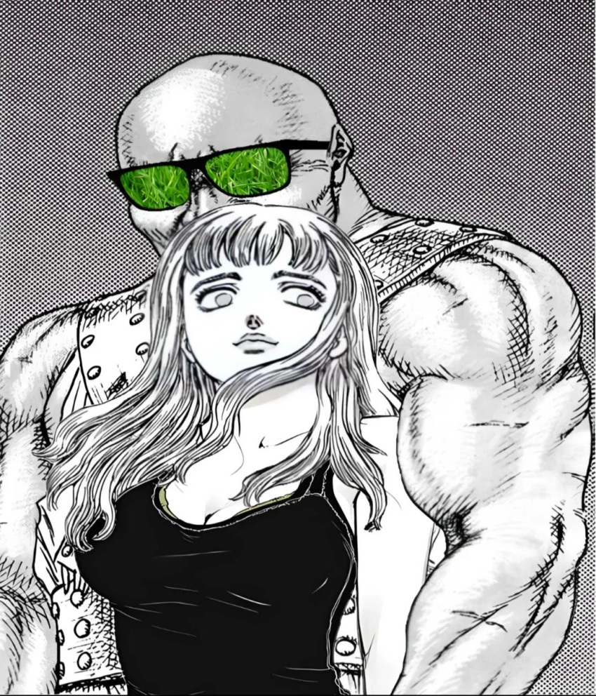 1boy 1boy1girl african_male afro bald bald_male before_sex berserk big_penis bigger_male blonde_hair bottomless clothed clothed_female clothed_male dark-skinned_male dark_skin donovan_(berserk) edit farnese female glasses grass grasses grayscale imminent_rape imminent_sex interracial long_hair looking_at_another male meme monochrome muscular pale-skinned_female pale_skin size_difference smaller_female smile smiling smiling_at_partner time_paradox