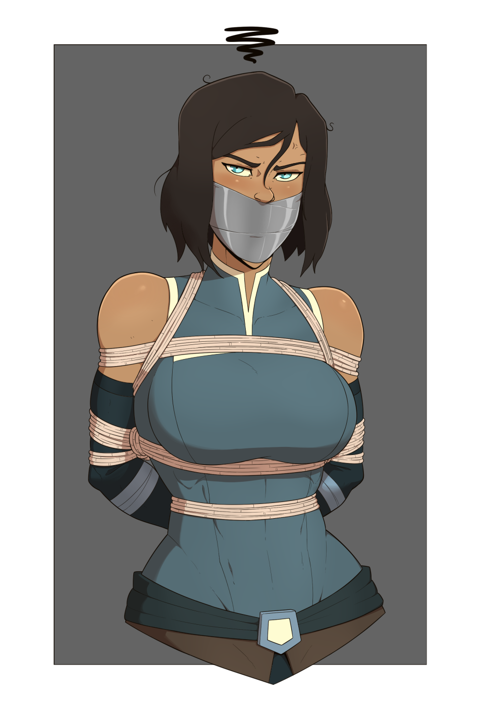 1girls angry_face arms_tied_behind_back avatar_legends avatar_the_last_airbender big_breasts bondage female gag gagged korra rope_bondage rope_harness skelebomb tape tape_gag taped_mouth the_avatar the_legend_of_korra water_tribe