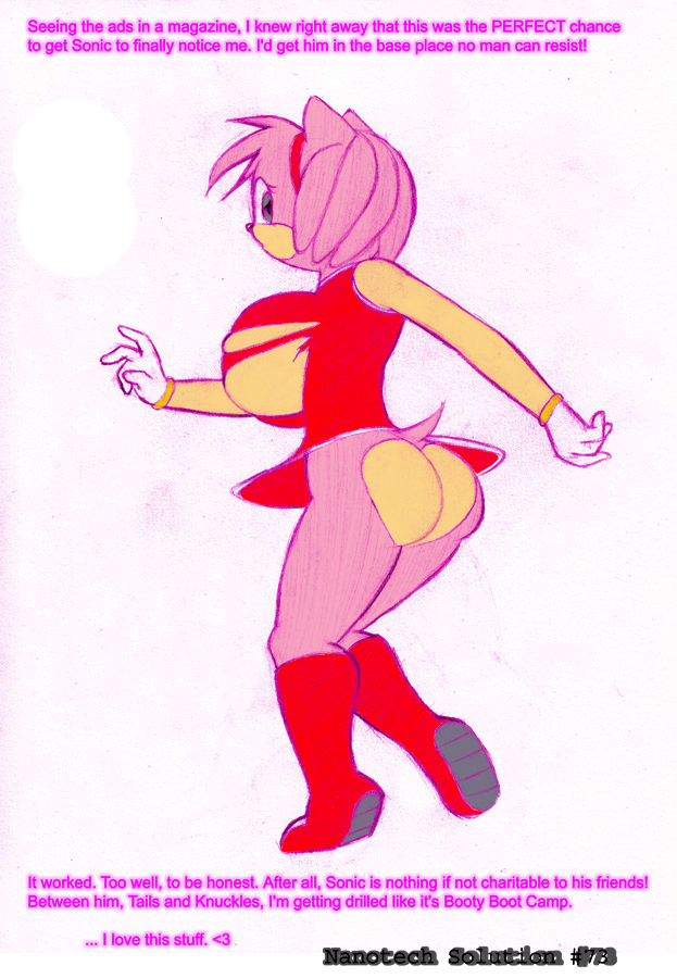 accessory advertisement amy_rose ass big_breasts big_butt boots breasts clothed clothing eulipotyphlan female footwear fur headband hedgehog implants_(disambiguation) mammal norithics pink_body pink_fur sega seth65 side_boob solo sonic_(series) sonic_the_hedgehog_(series) text torn_clothing upskirt