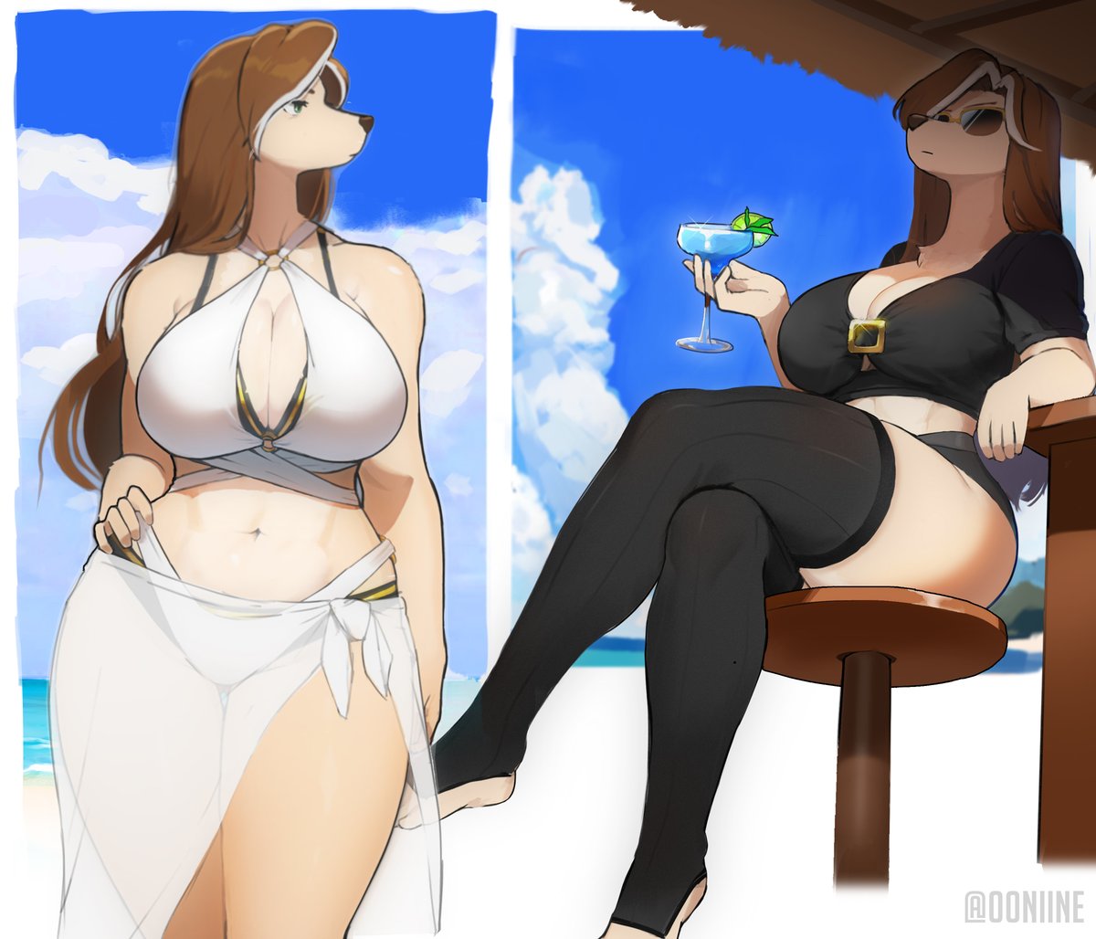 00niine big_breasts breasts elyssa_(00niine) female thick_thighs wide_hips