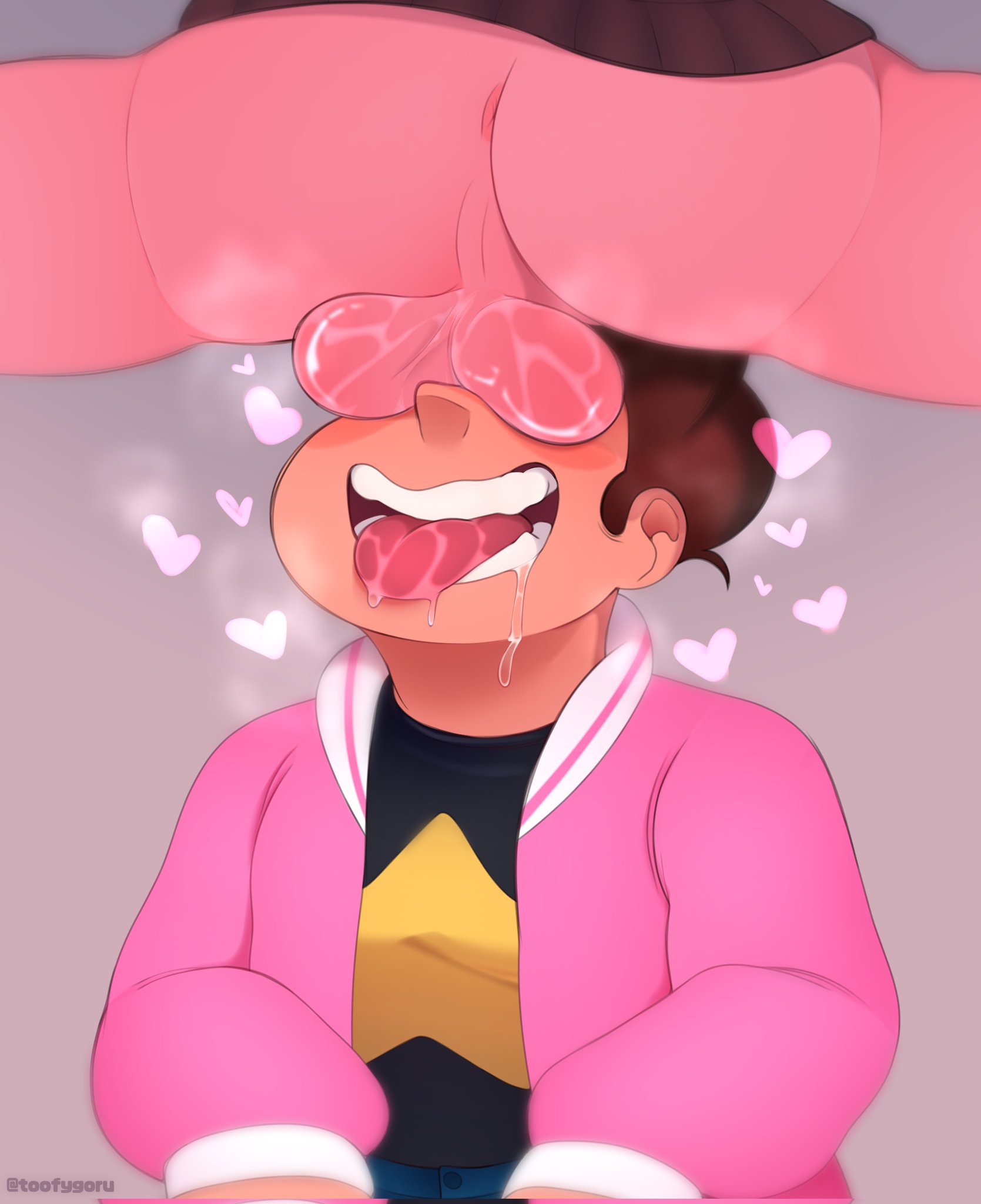anus, anus peek, arabian goggles, balls, balls on face, balls on head, chad steven, drool, drool on face, drool string, drooling, drooling tongue, eyes covered, fully clothed, gay, gay sex, heart, hearts around head, male, male focus, male only, male/male, pink steven, steven quartz universe, steven universe, tongue, tongue out, toofygoru, young